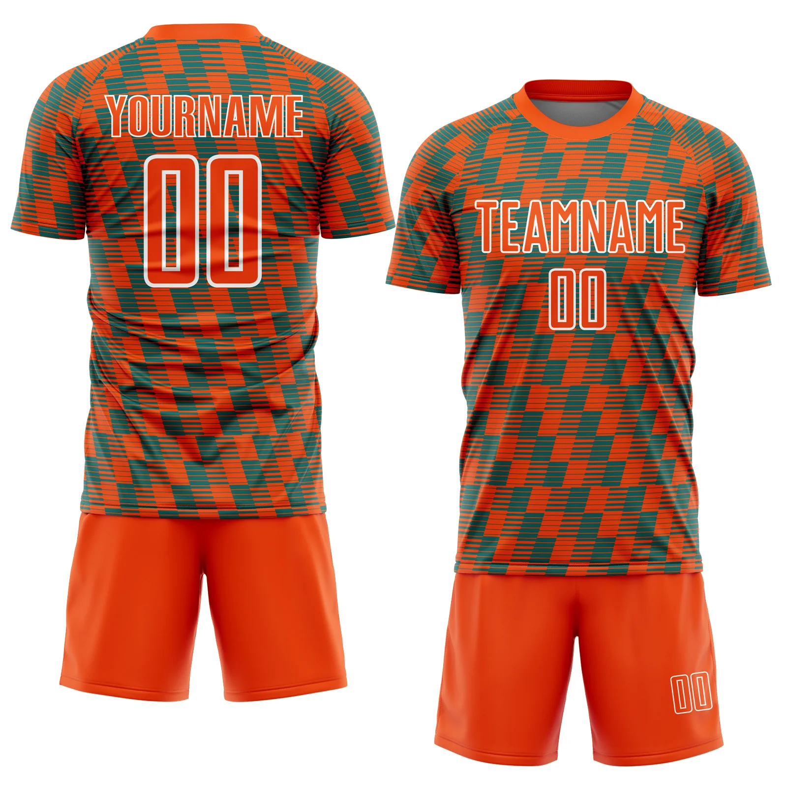 Custom Orange Teal-White Line Sublimation Soccer Uniform Jersey - Image 2