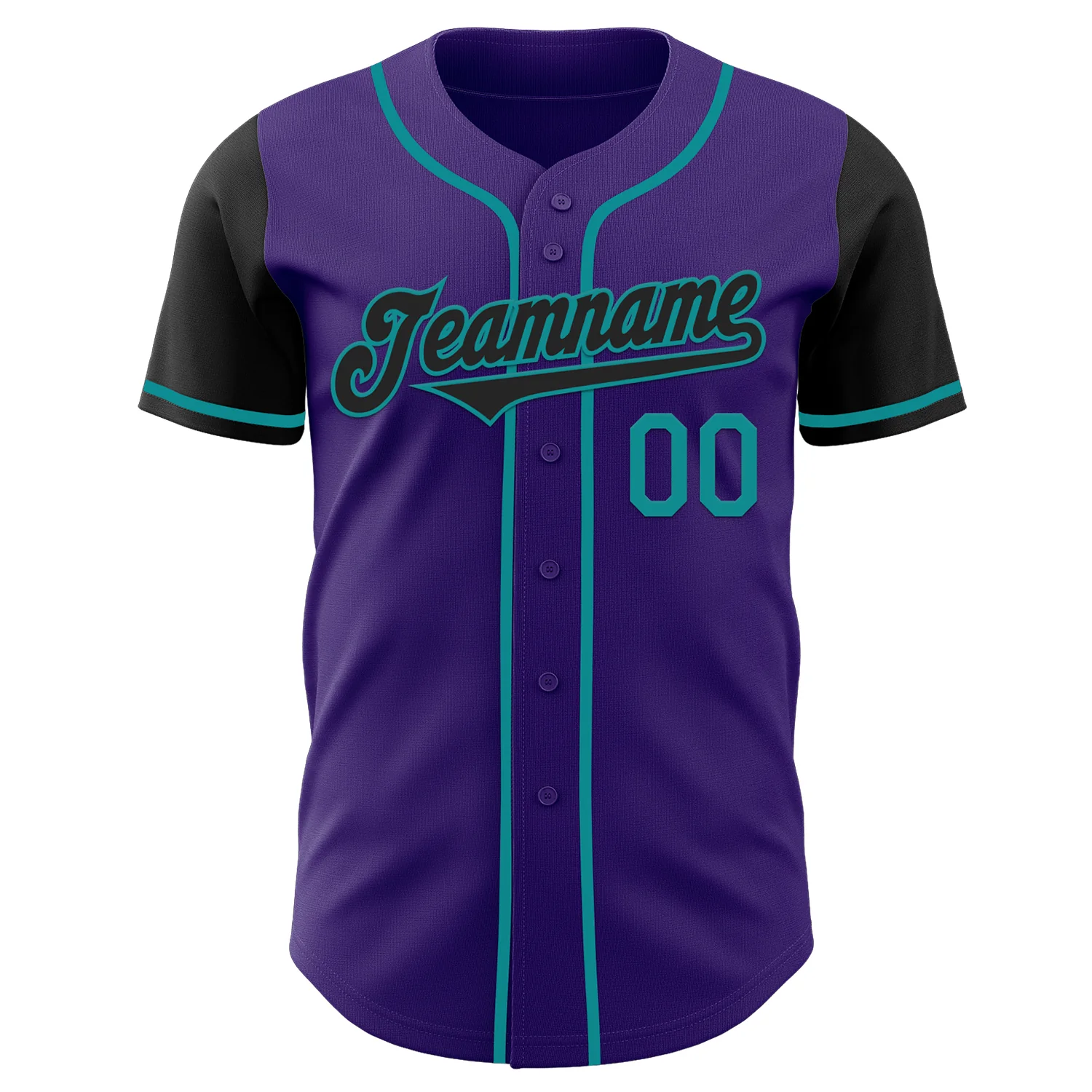 Custom Purple Black-Teal Authentic Two Tone Baseball Jersey - Image 2