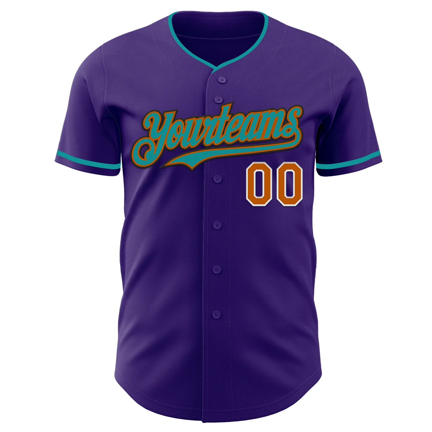 Custom Purple Texas Orange Teal Black-White Authentic Baseball Jersey - Image 2