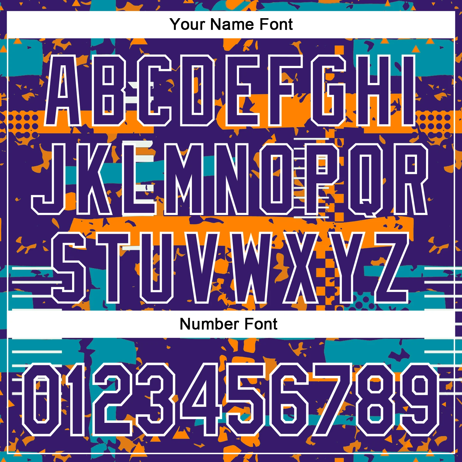 Custom Purple Teal Bay Orange-White Abstract Fragment Shape Bomber Full-Snap Varsity Letterman Hoodie Jacket - Image 6