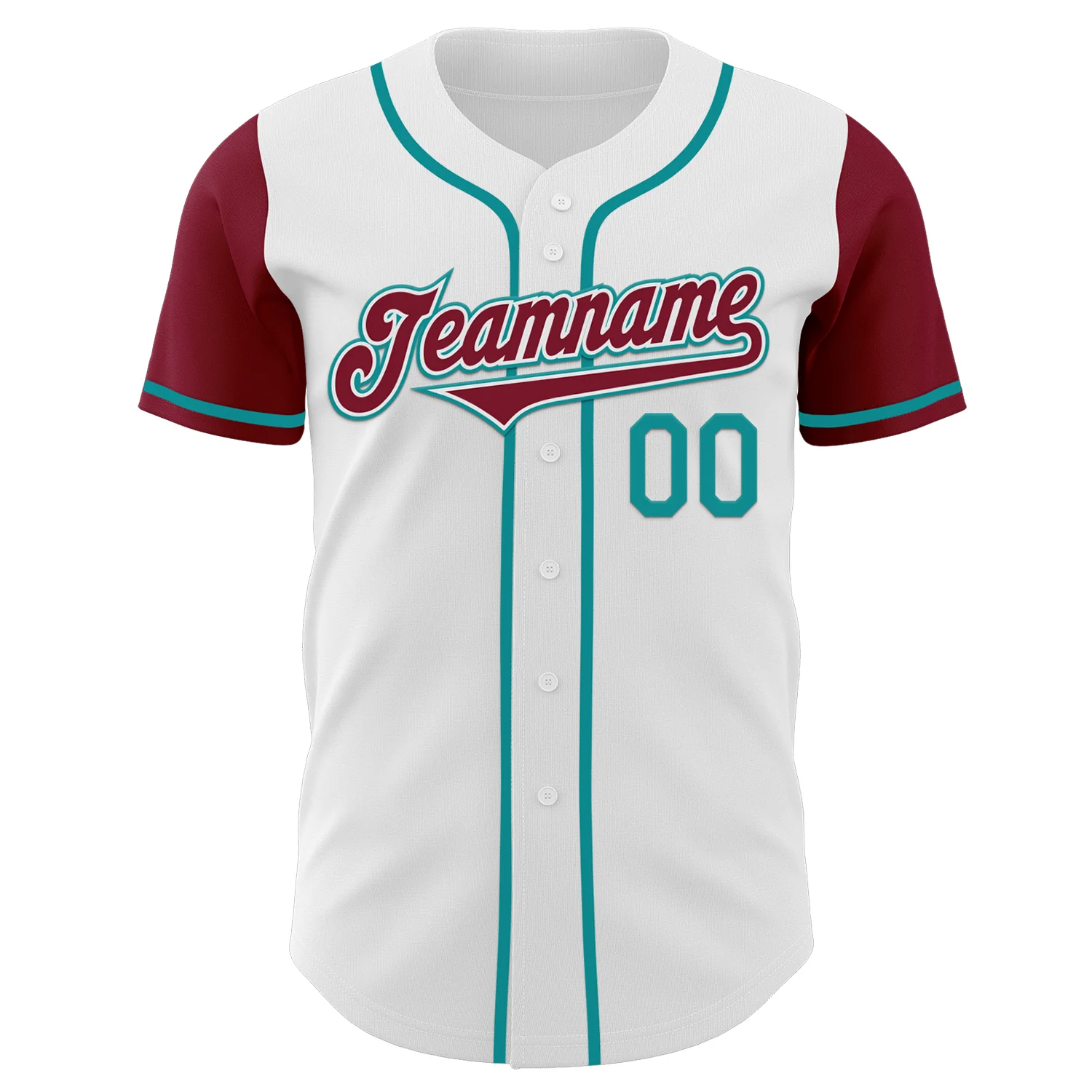 Custom White Crimson-Teal Authentic Two Tone Baseball Jersey - Image 2