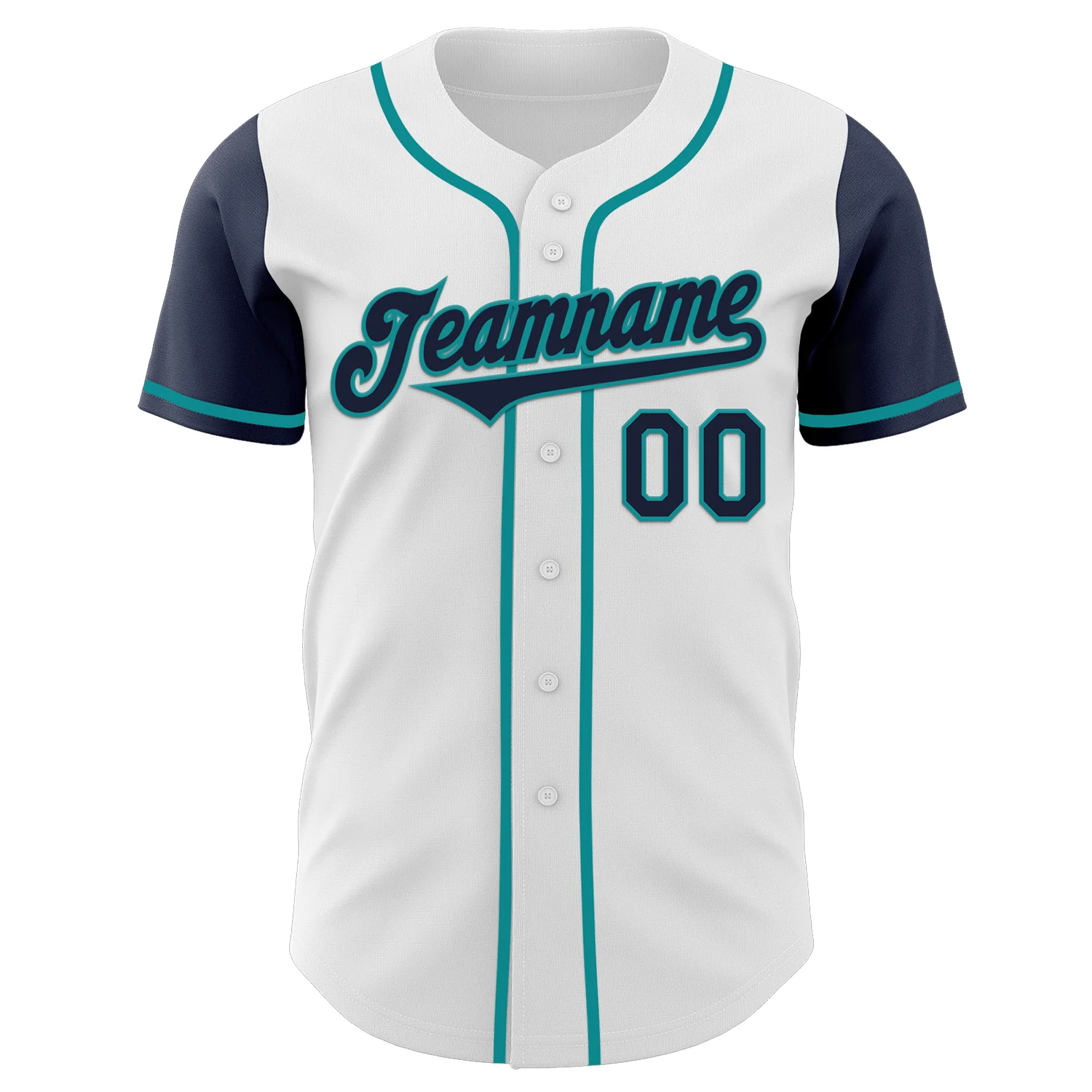 Custom White Navy-Teal Authentic Two Tone Baseball Jersey - Image 2