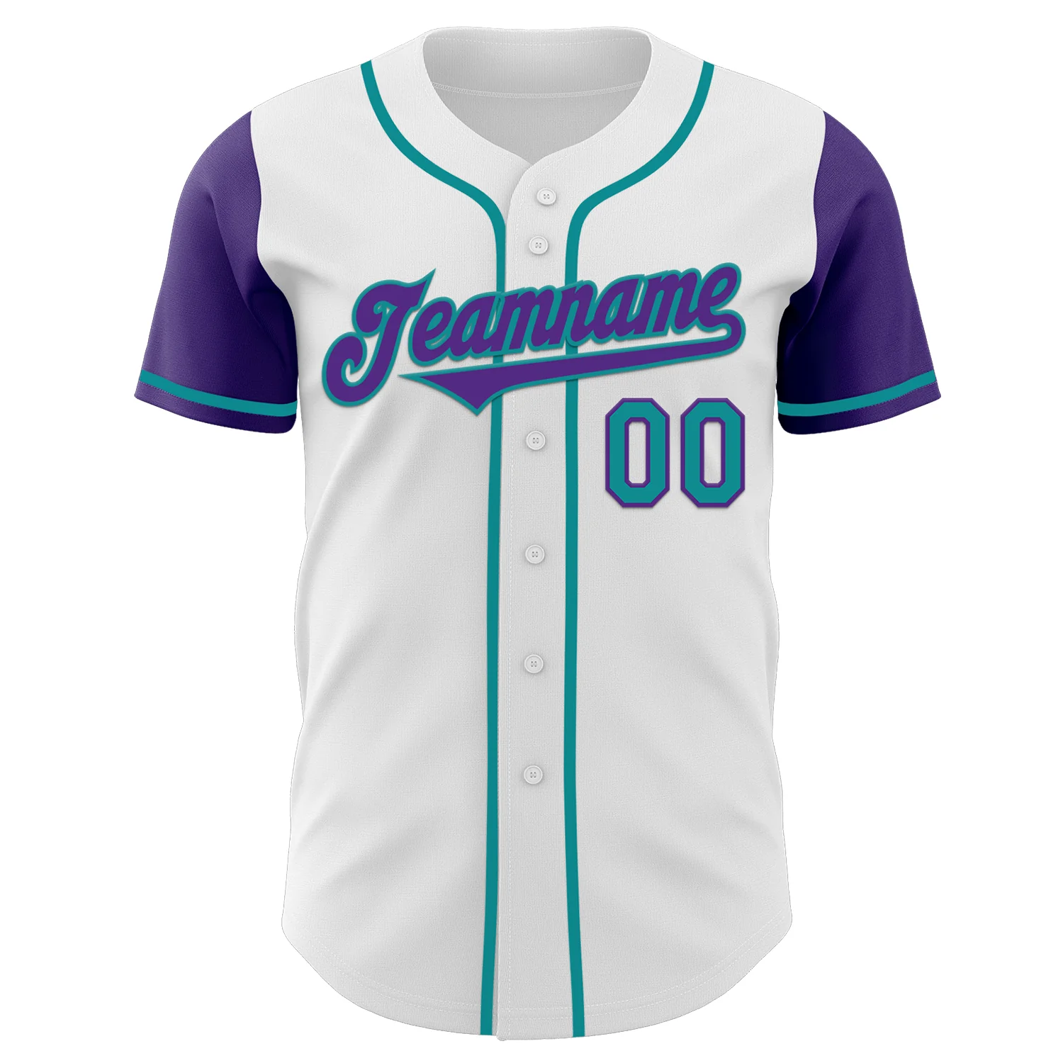 Custom White Purple-Teal Authentic Two Tone Baseball Jersey - Image 2