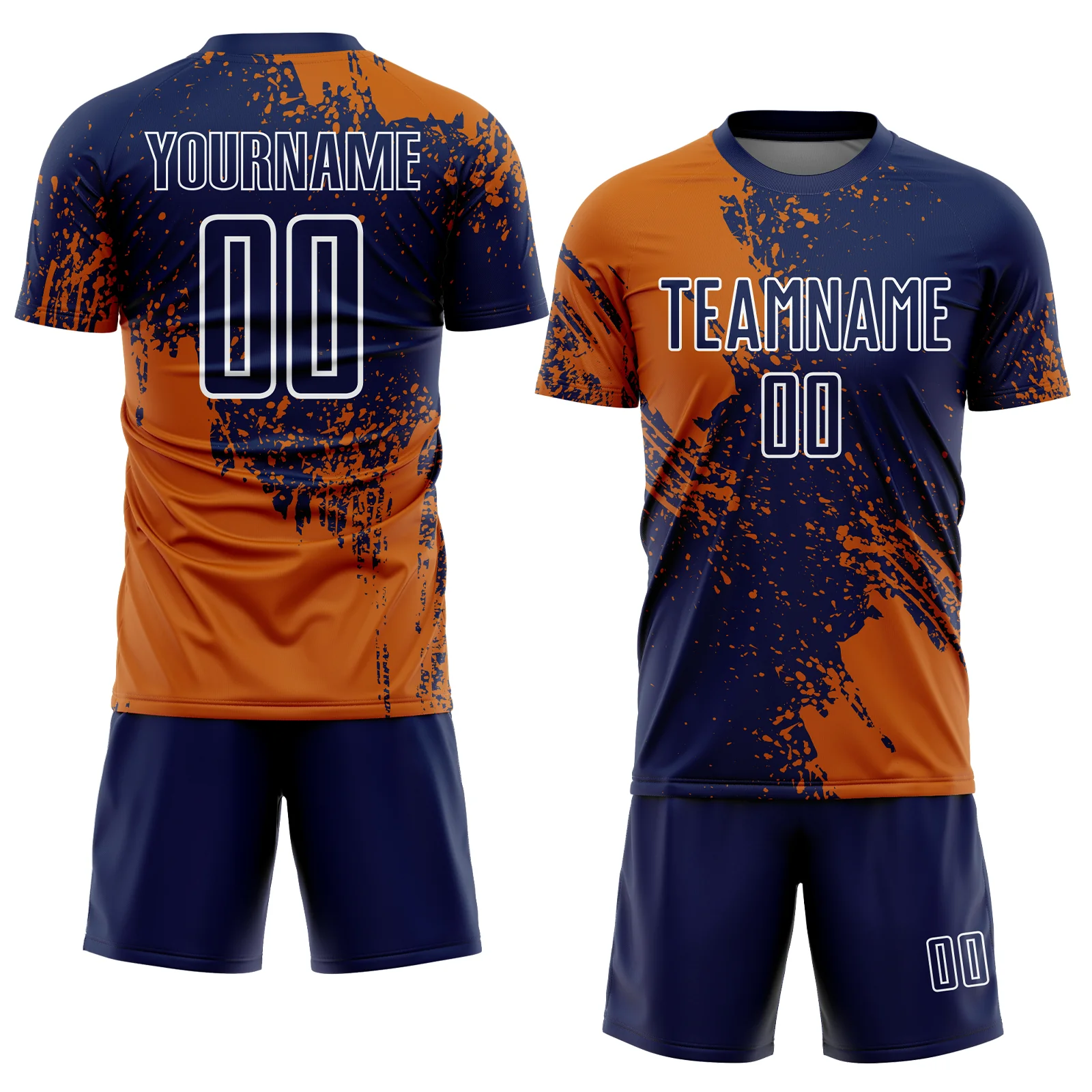 Custom Navy Texas Orange-White Abstract Brush Stroke Sports Sublimation Soccer Uniform Jersey - Image 2