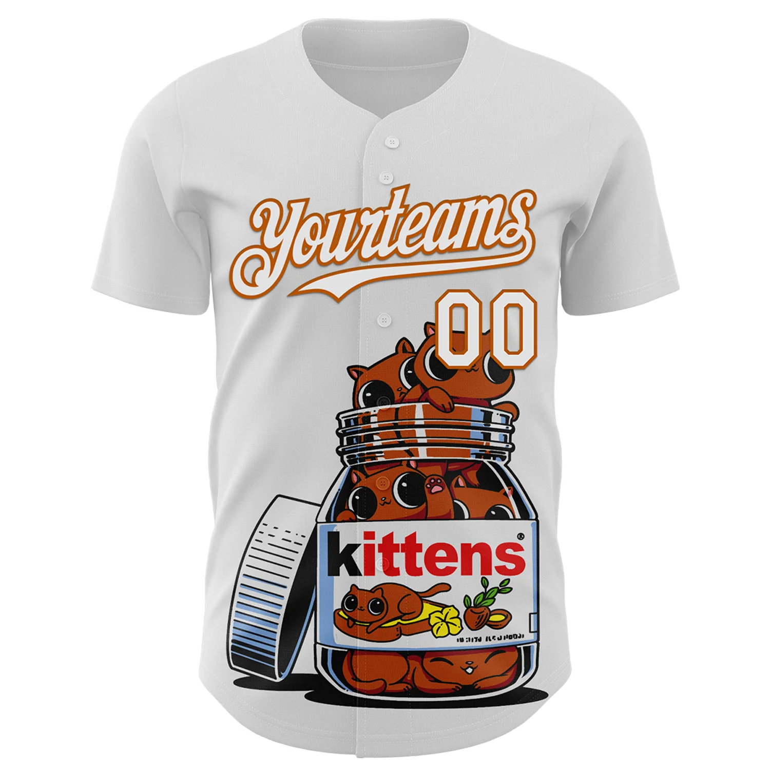 Custom White White-Texas Orange 3D Tobe Fonseca Nutella Cat Authentic Baseball Jersey - Image 2