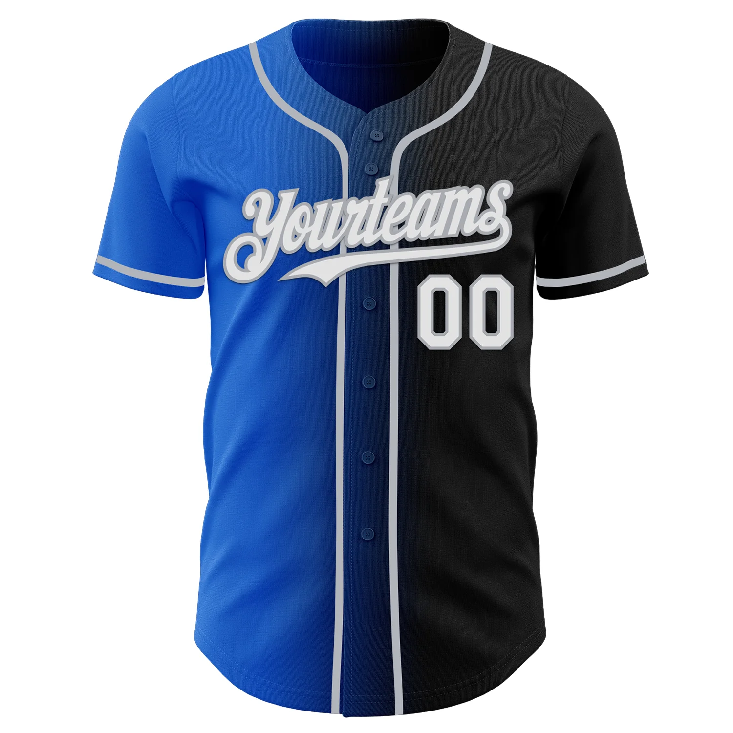 Custom Black White Thunder Blue-Gray Authentic Gradient Fashion Baseball Jersey - Image 2