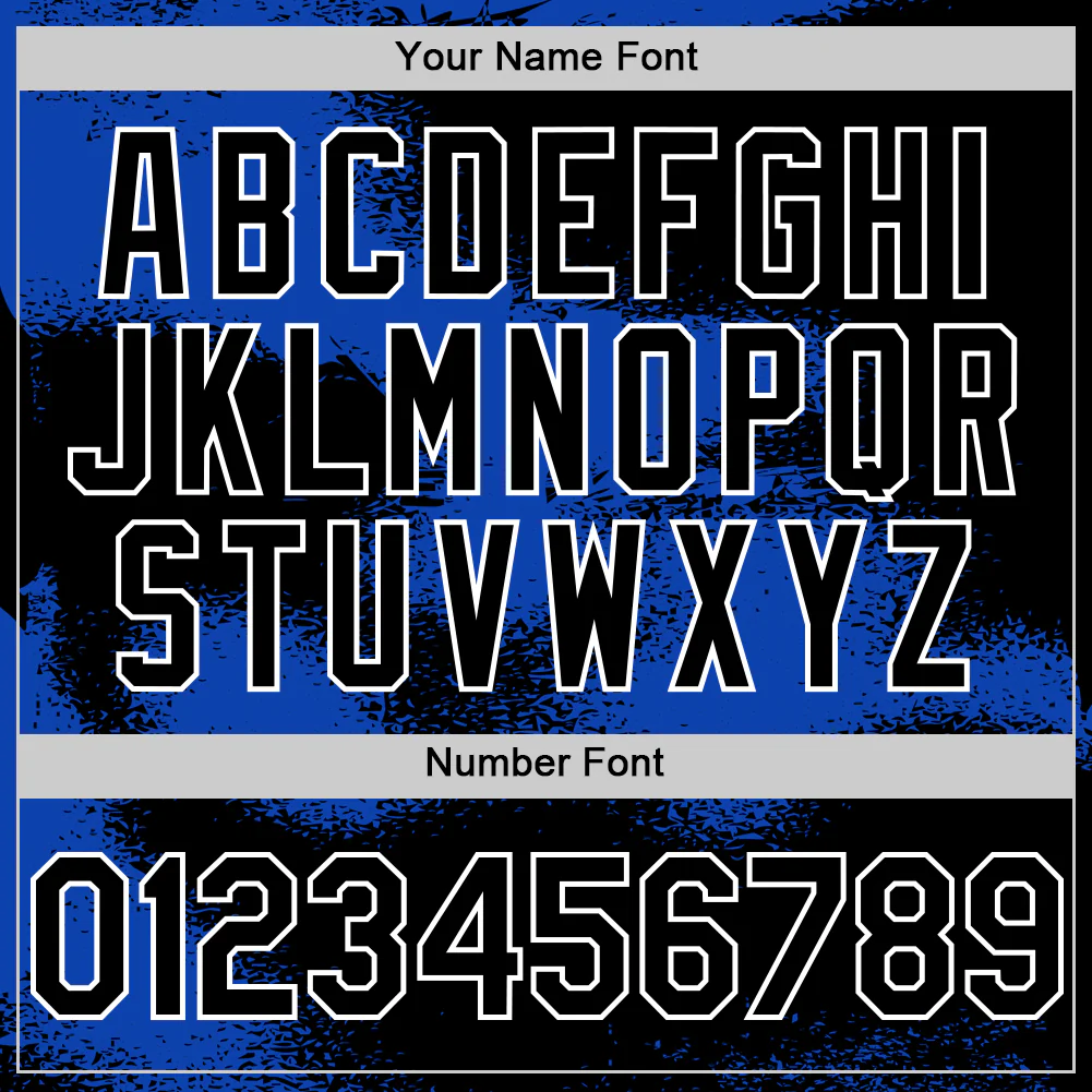 Custom Black Thunder Blue-White Abstract Color Blocks Fragment Pattern Bomber Full-Snap Varsity Letterman Hoodie Jacket - Image 6