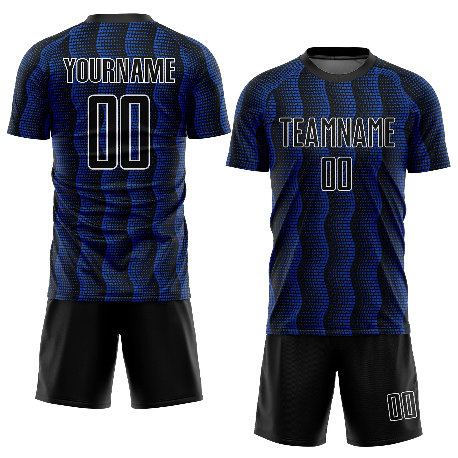 Custom Black Thunder Blue-White Geometric Shape Sublimation Soccer Uniform Jersey - Image 2