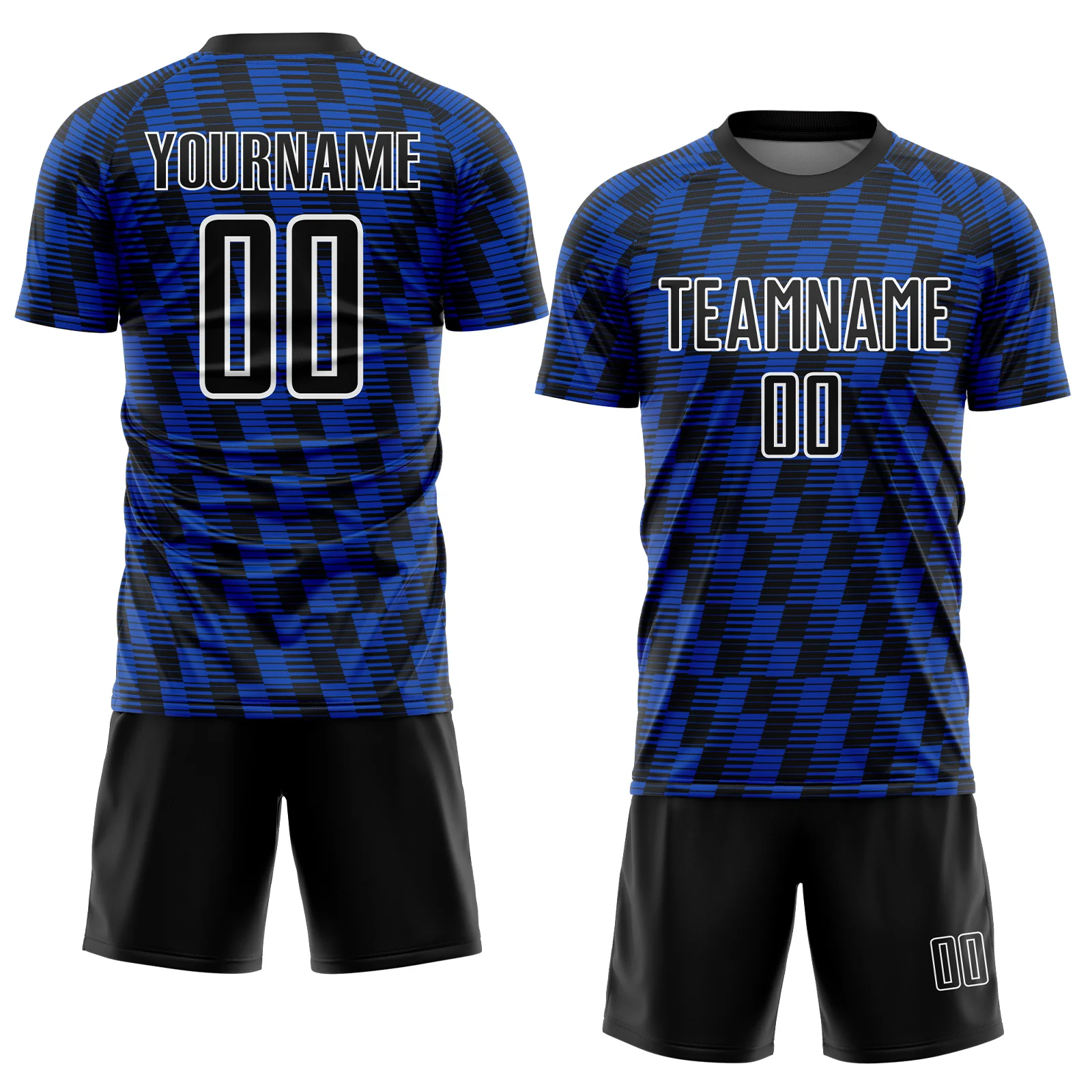 Custom Black Thunder Blue-White Line Sublimation Soccer Uniform Jersey - Image 2
