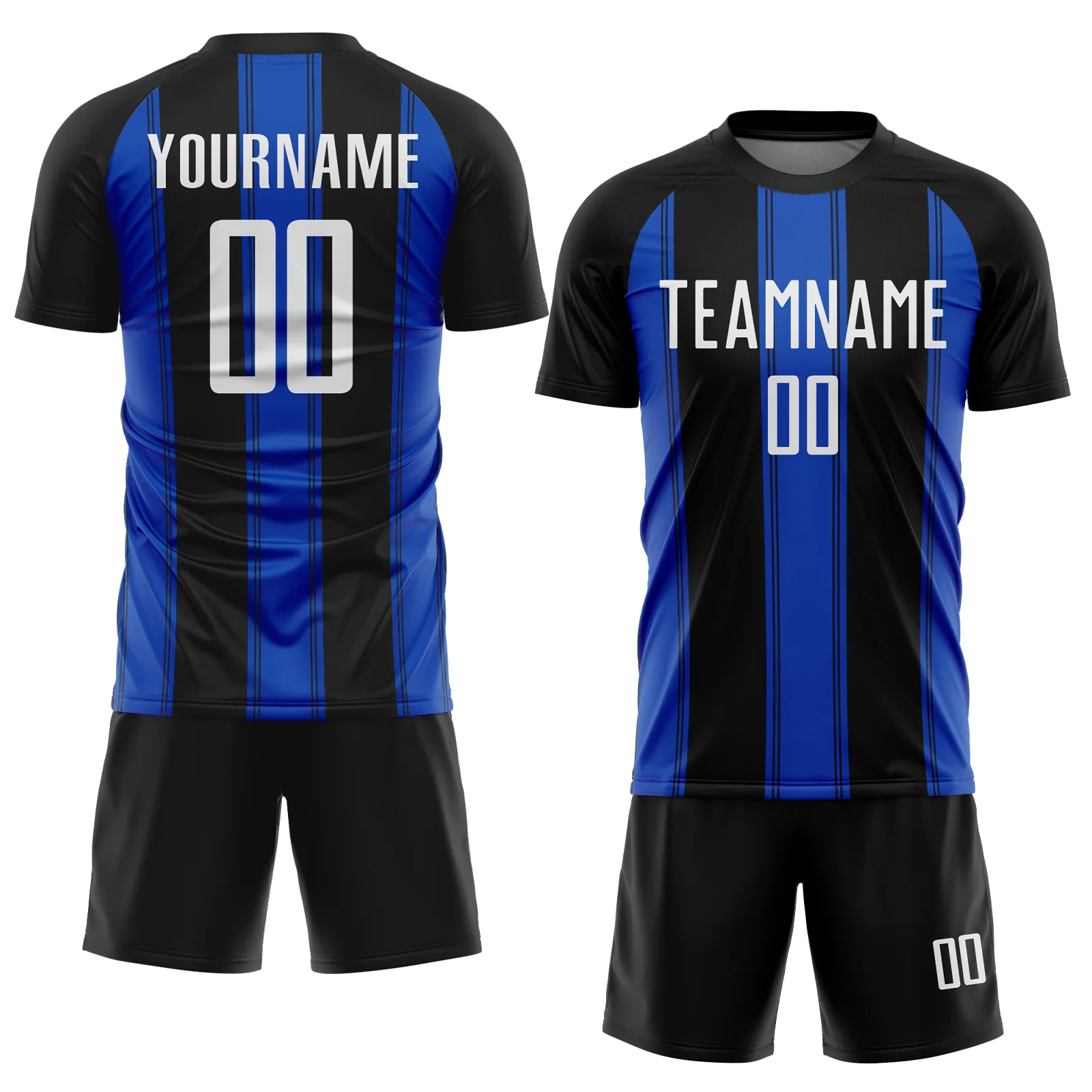 Custom Black White-Thunder Blue Line Sublimation Soccer Uniform Jersey - Image 2