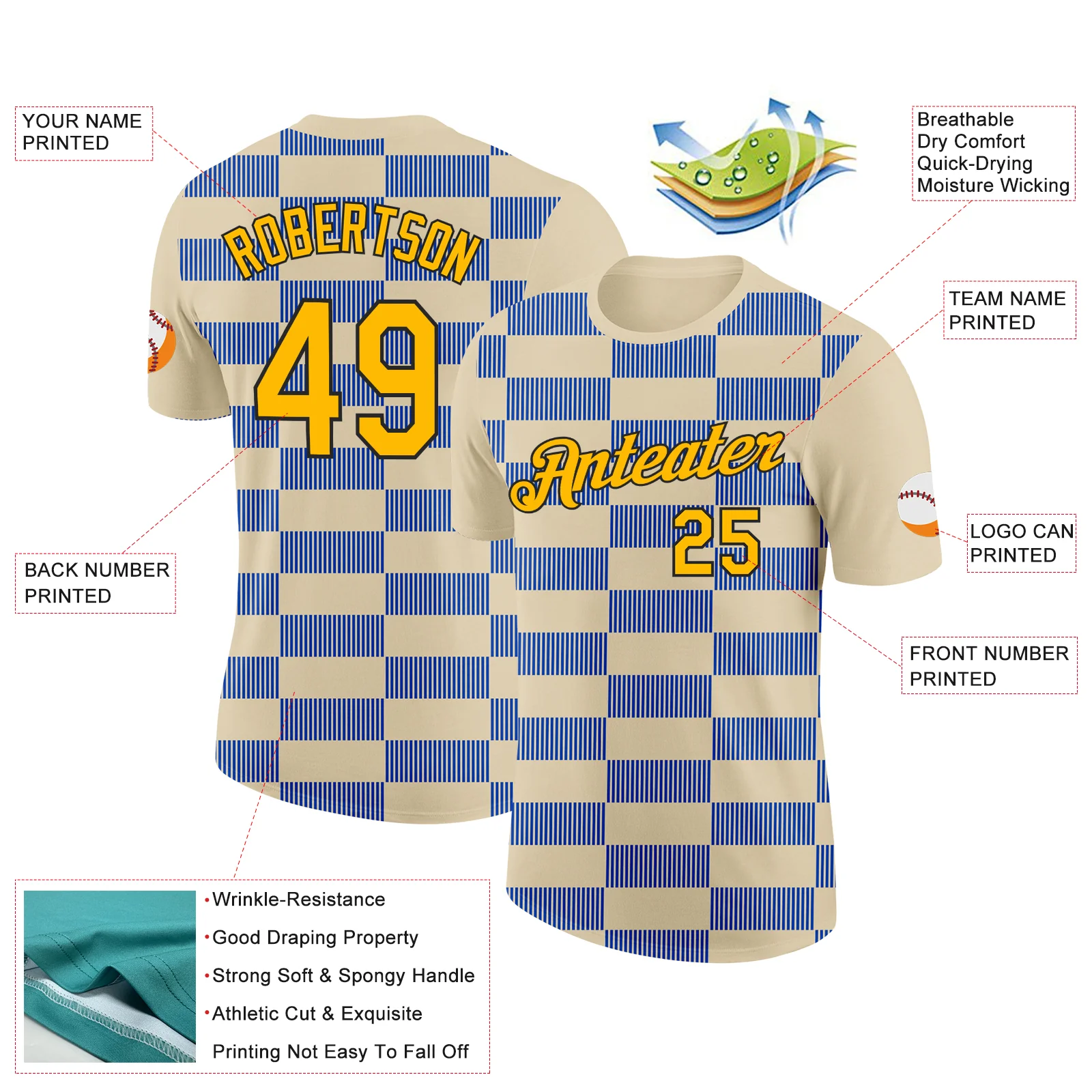 Custom Cream Gold Thunder Blue-Black 3D Esports Performance T-Shirt - Image 2
