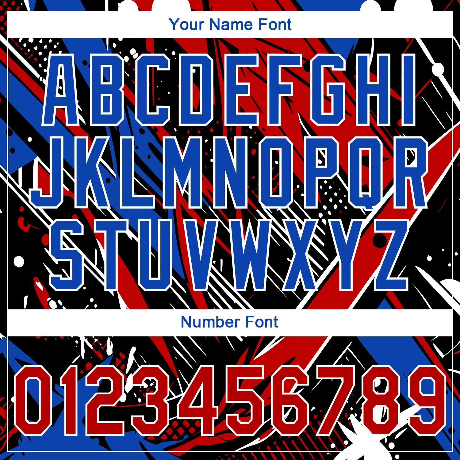 Custom Stitched Graffiti Pattern Red Thunder Blue-White Abstract Splatter Sports Pullover Sweatshirt Hoodie - Image 6