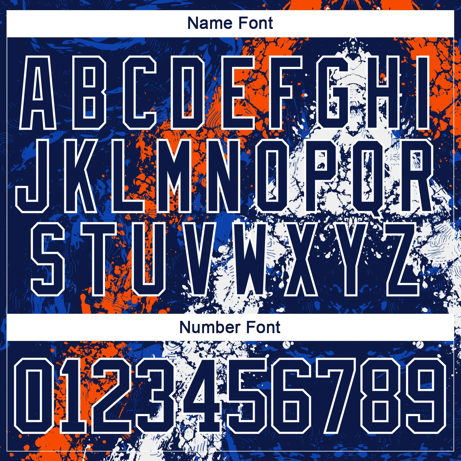 Custom Navy Thunder Blue Orange-White 3D Splash Art Hockey Lace Neck Jersey - Image 5