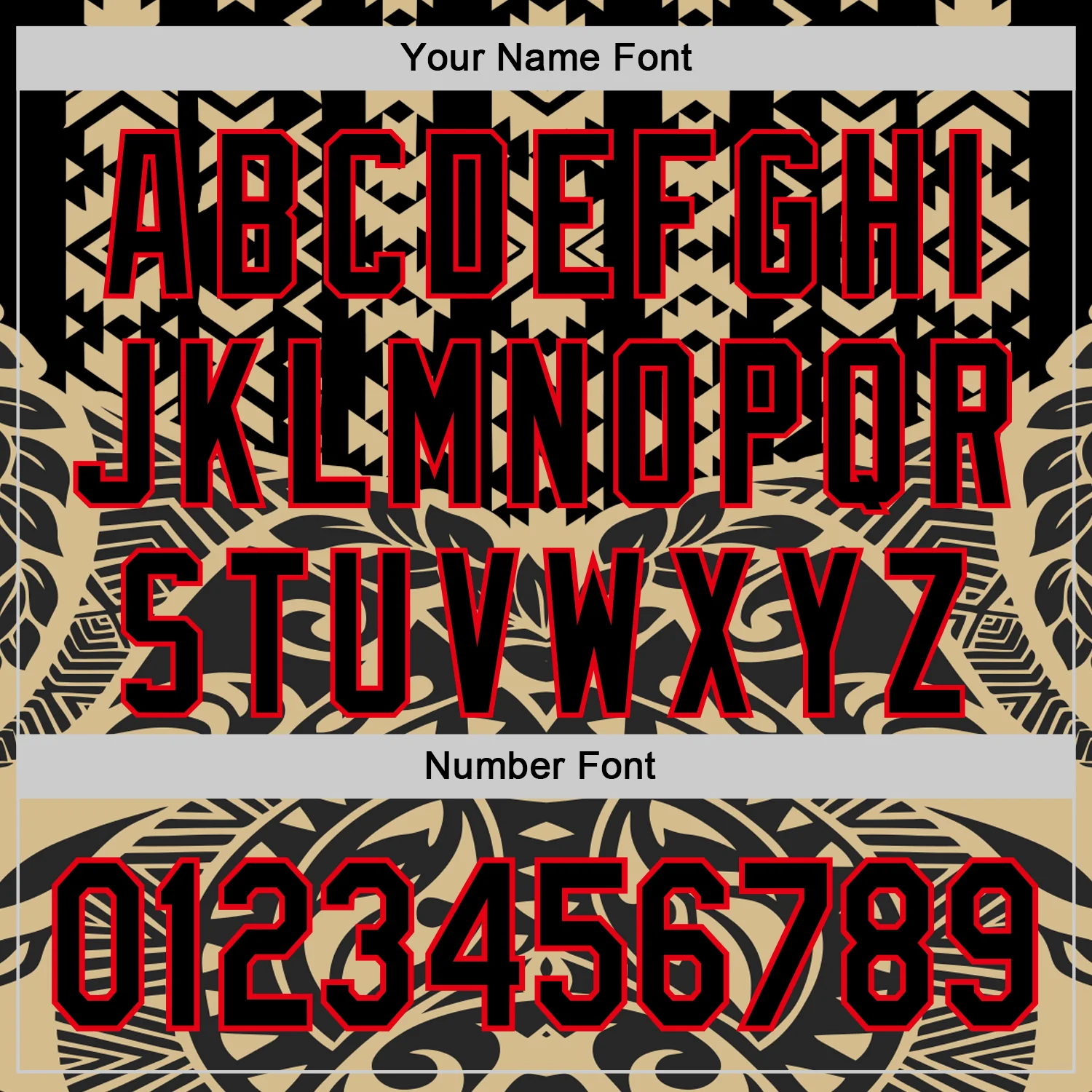 Custom Black Vegas Gold-Fire Red 3D Polynesian Style Islander Authentic Baseball Jersey - Image 5