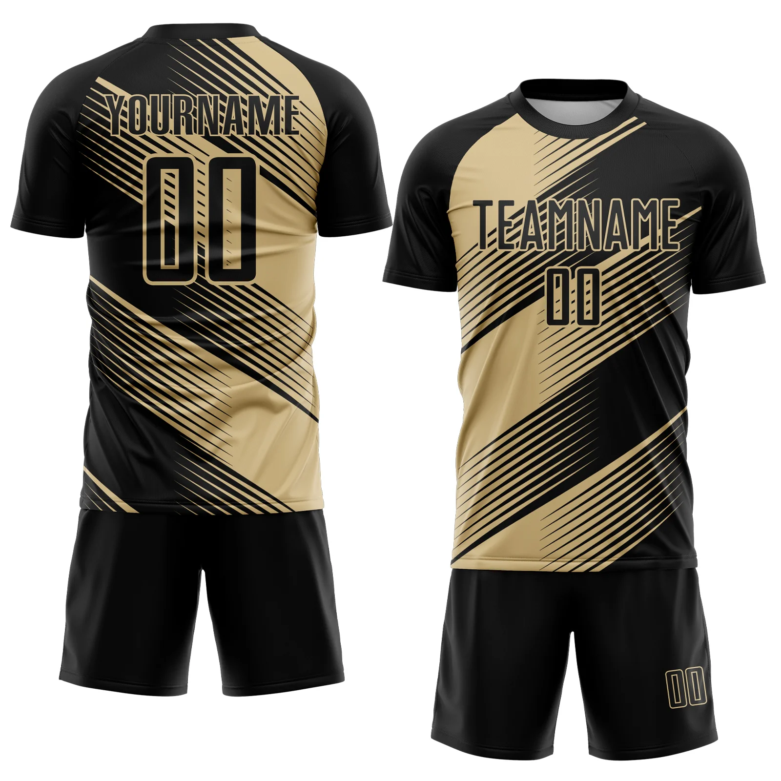Custom Black Vegas Gold Line Sublimation Soccer Uniform Jersey - Image 2
