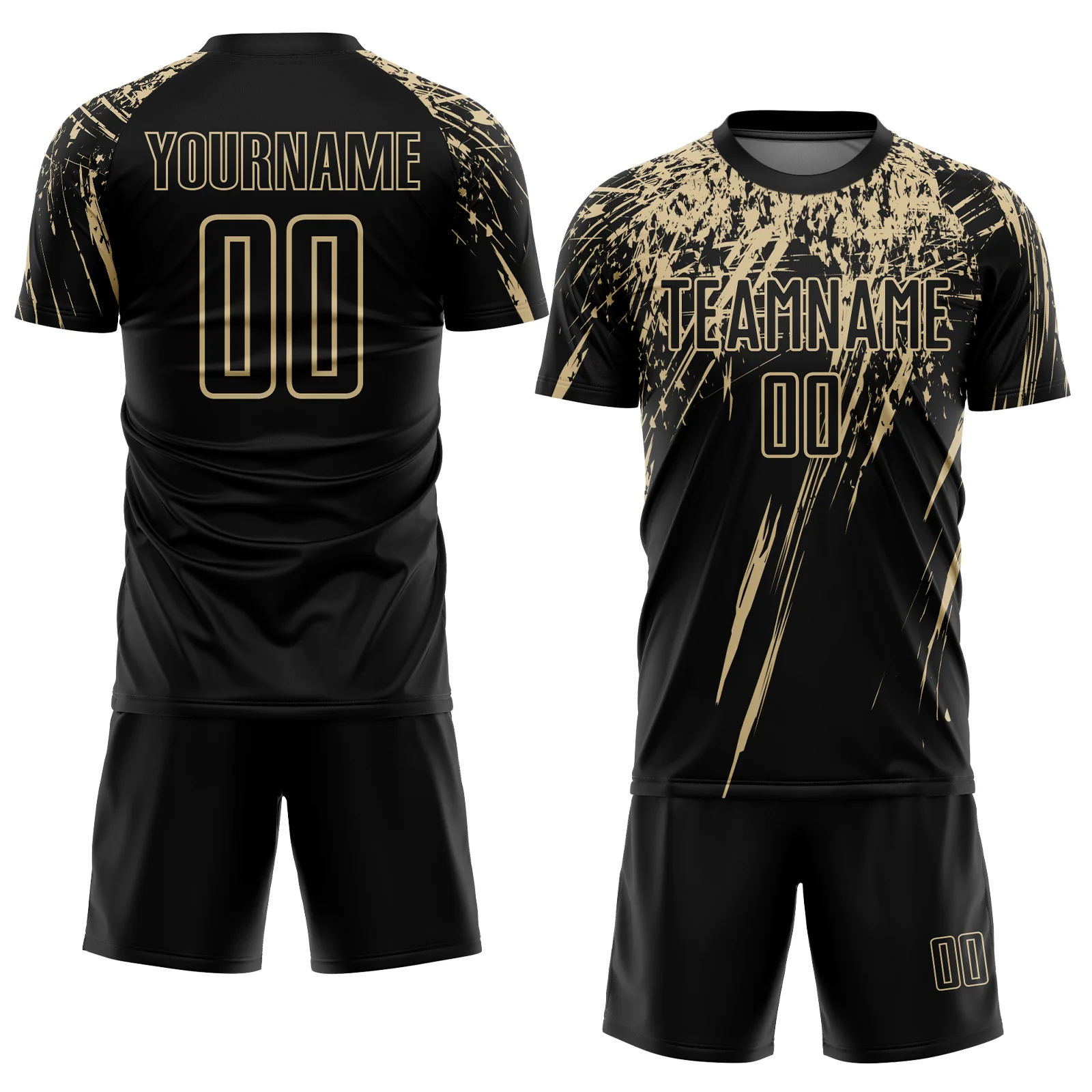 Custom Black Vegas Gold Splash Sports Sublimation Soccer Uniform Jersey - Image 2