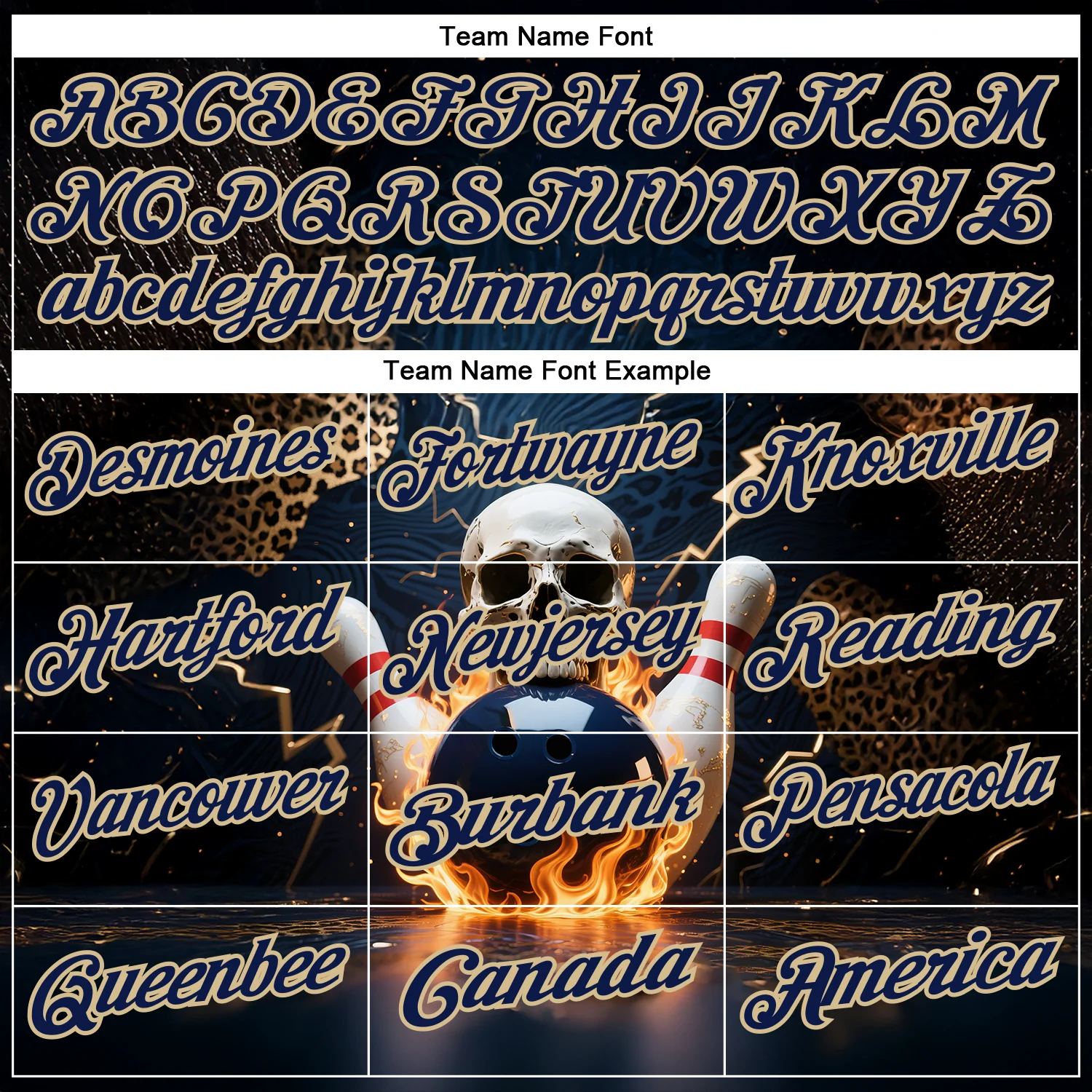 Custom Navy Vegas Gold 3D Flame Leopard Print Skull Bowling Performance Polo Shirt - Image 4