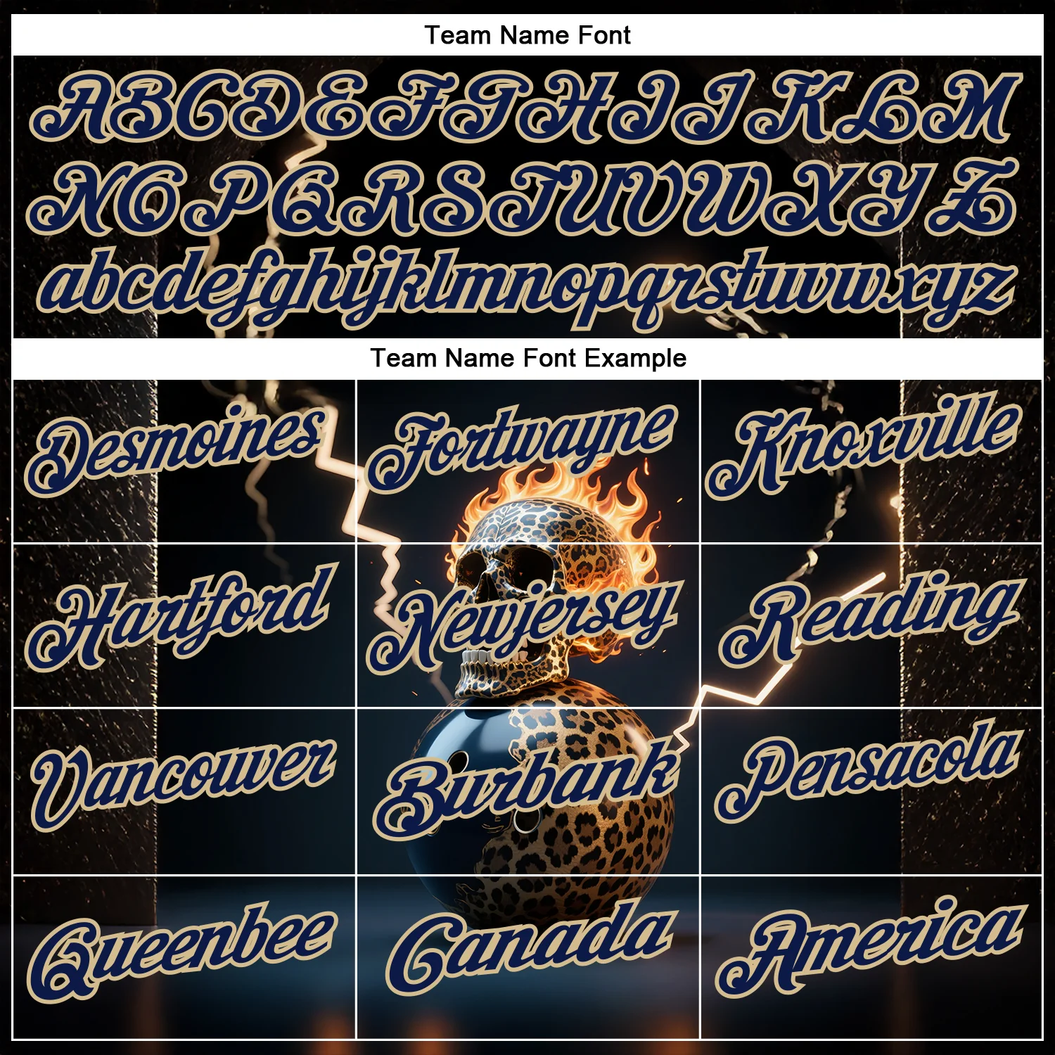 Custom Navy Vegas Gold 3D Flame Leopard Print Skull Bowling Performance Polo Shirt - Image 4
