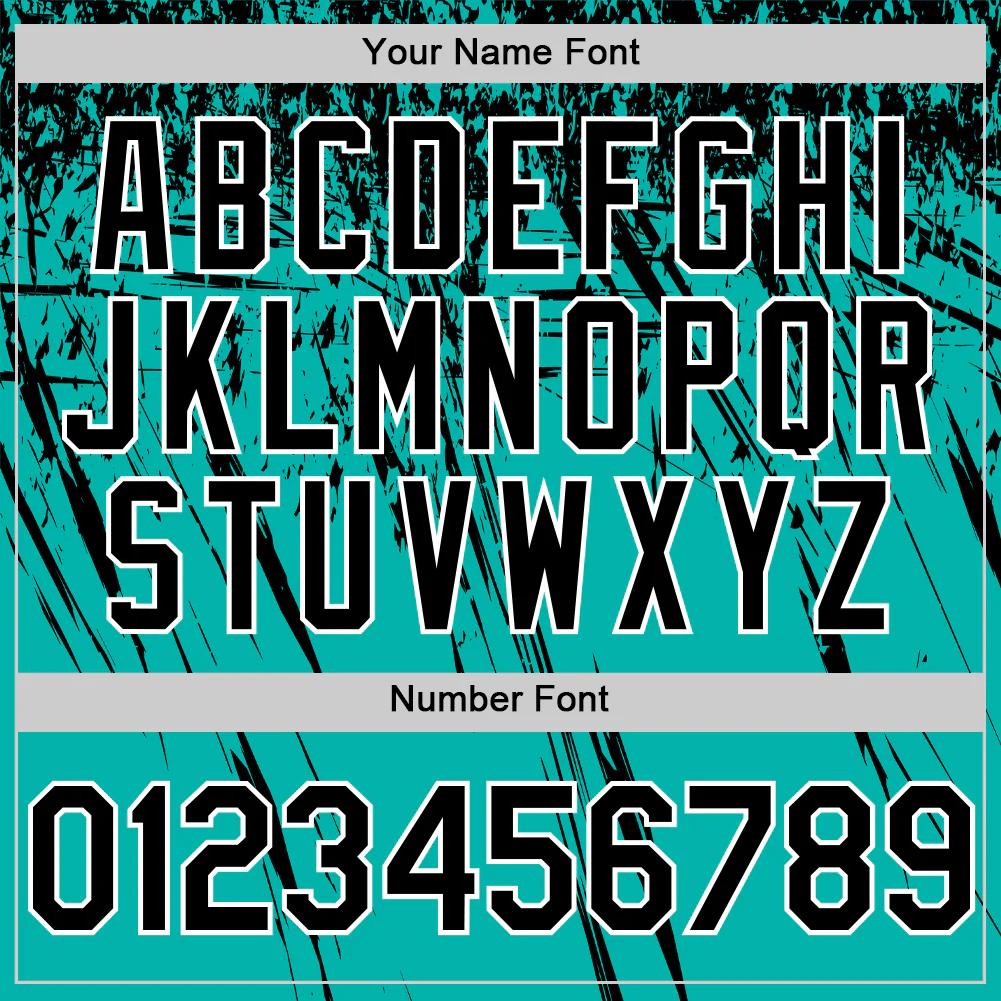 Custom Aqua Black-White Distressed Scratch Brush Stroke Authentic Baseball Jersey - Image 5