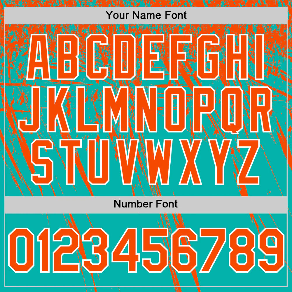 Custom Aqua Orange-White Distressed Scratch Brush Stroke Authentic Baseball Jersey - Image 5