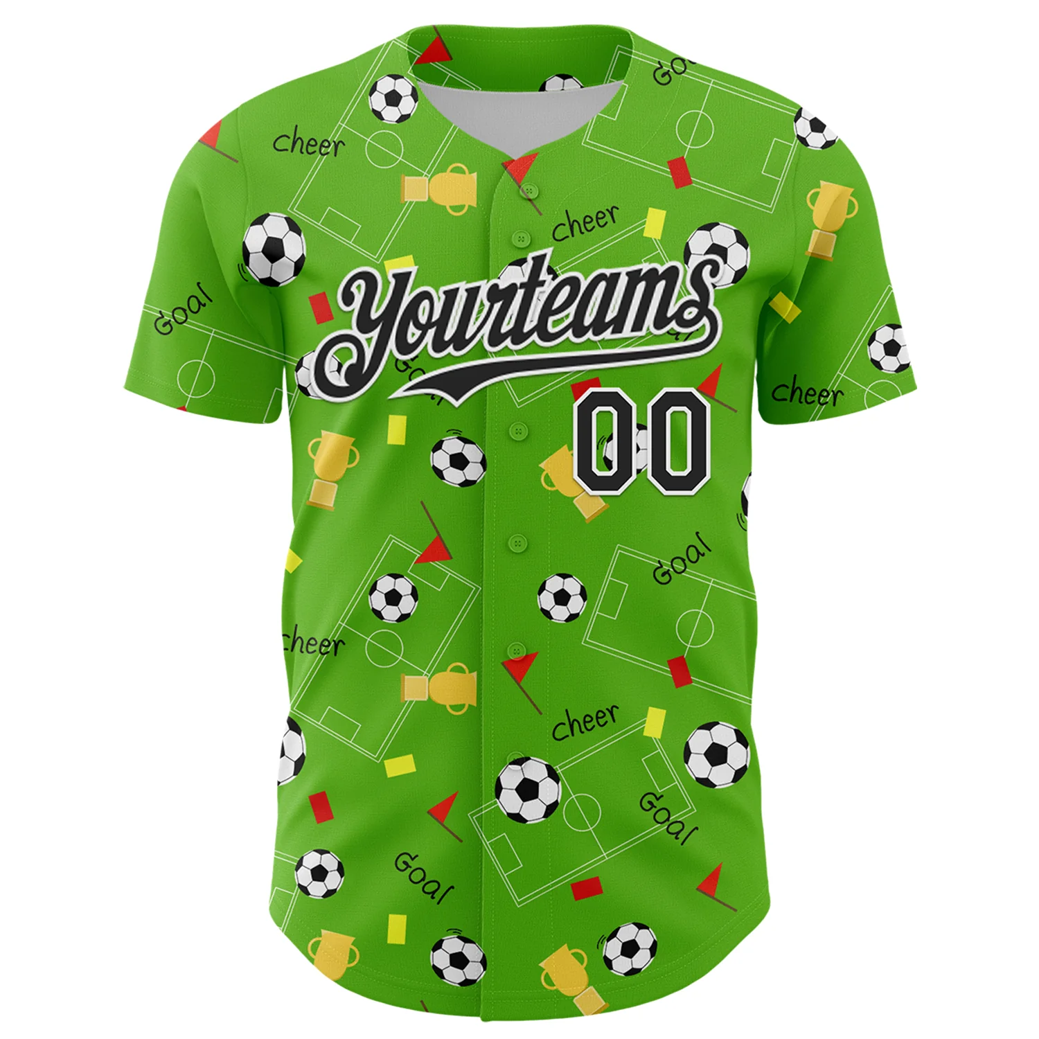 Custom Aurora Green Black-White Comic Doodle Ballgame 3D Pattern Design Authentic Baseball Jersey - Image 2