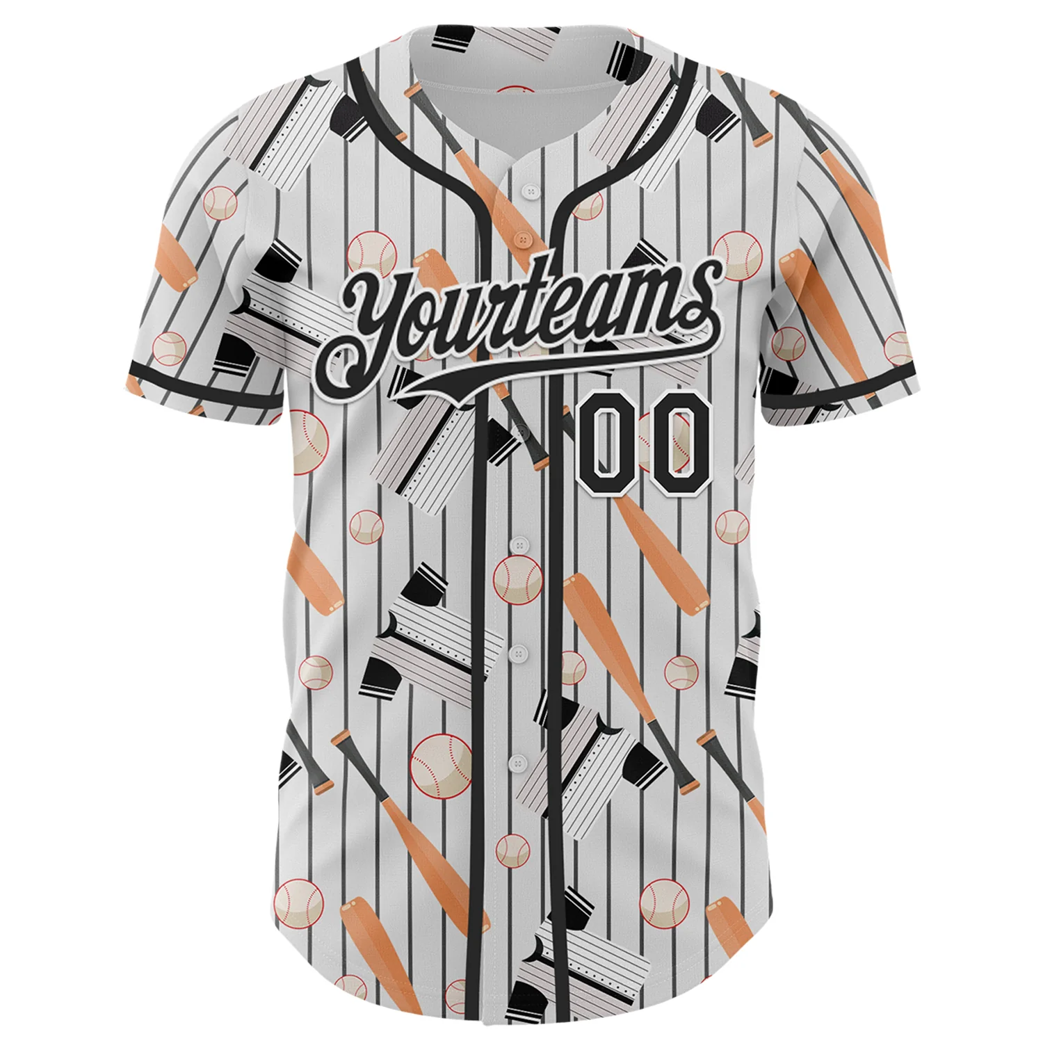 Custom White Black Comic Doodle Ballgame 3D Pattern Design Authentic Baseball Jersey - Image 2