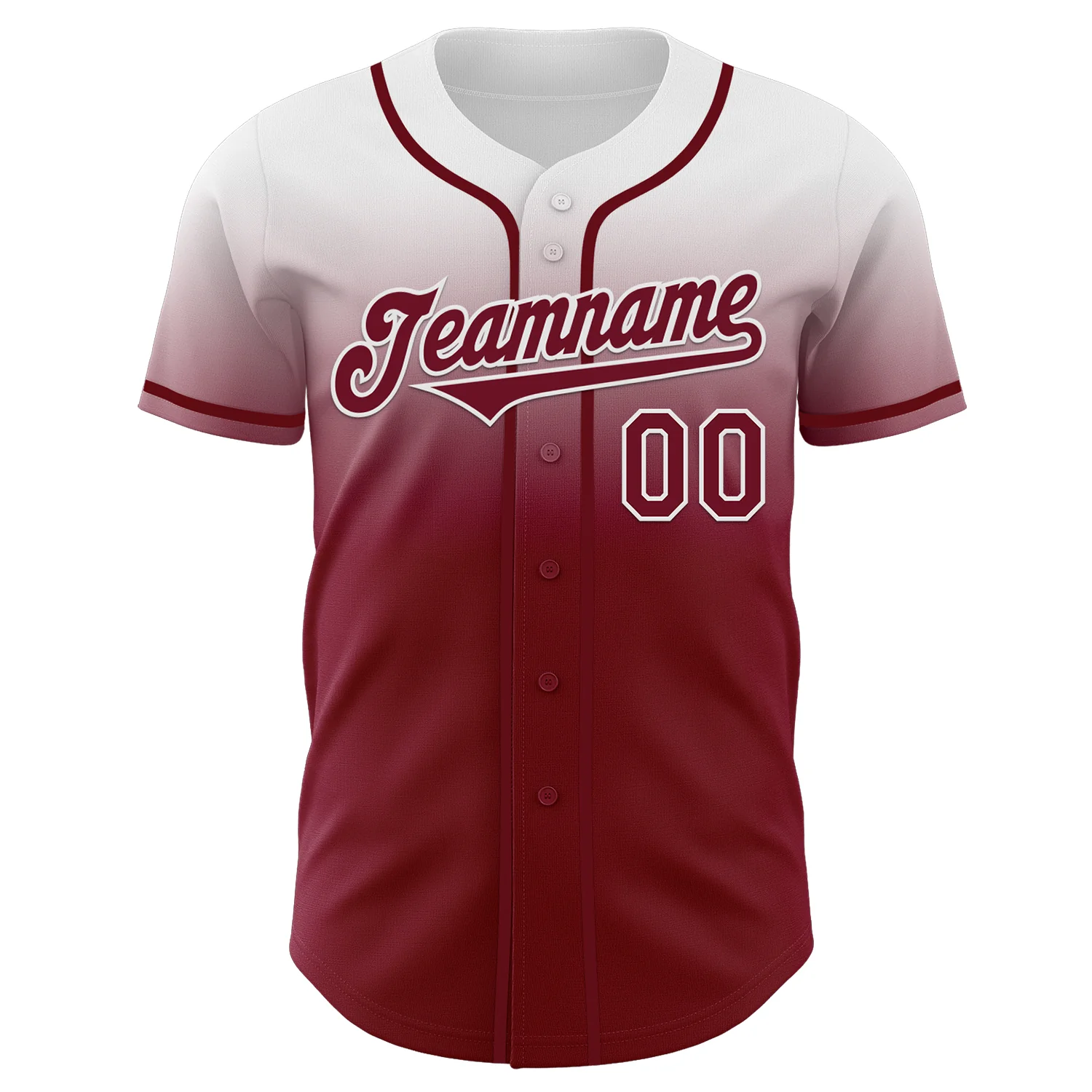 Custom White Crimson Authentic Fade Fashion Baseball Jersey - Image 2