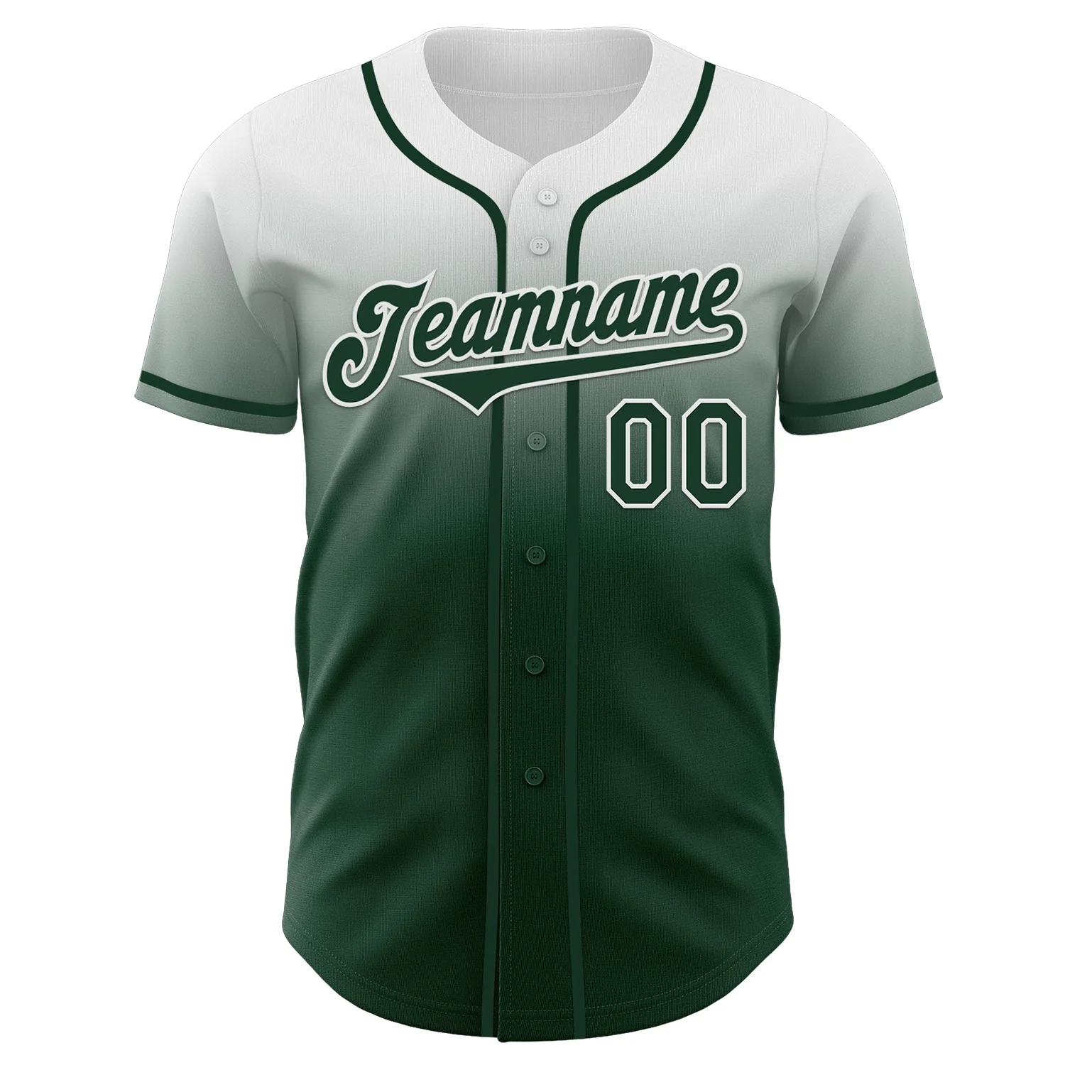 Custom White Green Authentic Fade Fashion Baseball Jersey - Image 2