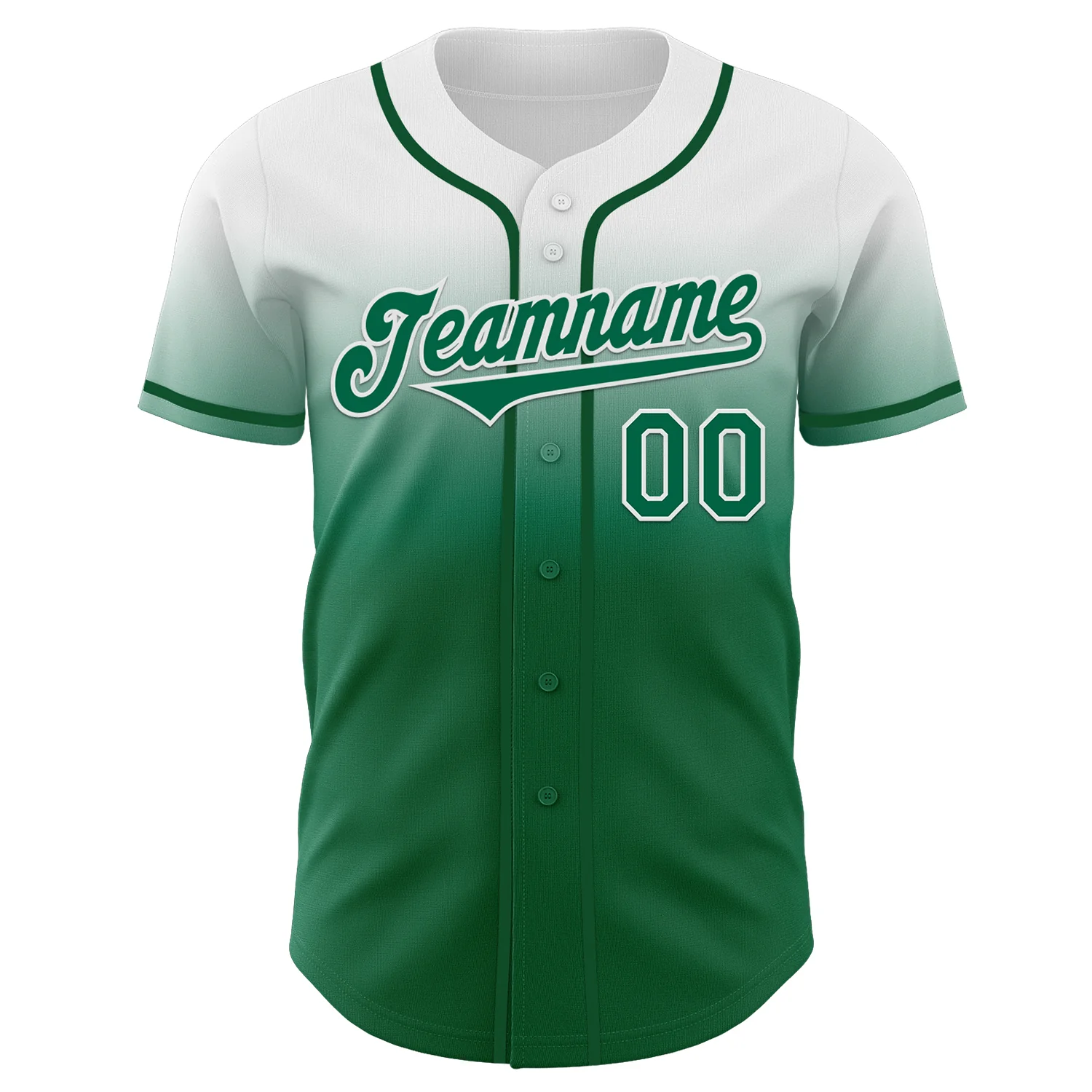 Custom White Kelly Green Authentic Fade Fashion Baseball Jersey - Image 2