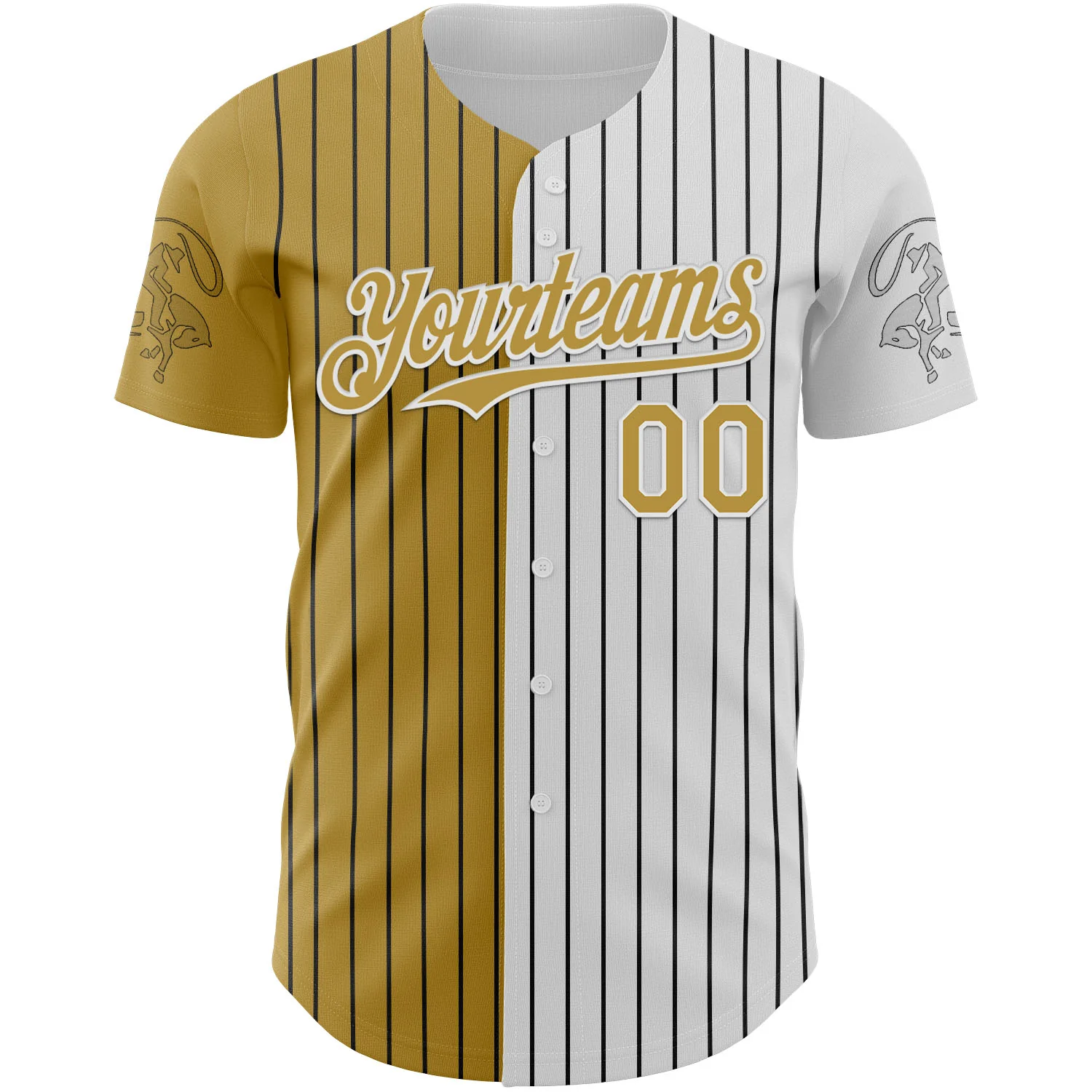 Custom White Black Pinstripe Old Gold Texas City Edition Authentic Baseball Jersey - Image 2