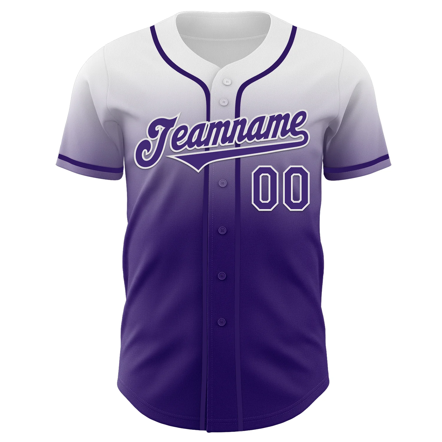 Custom White Purple Authentic Fade Fashion Baseball Jersey - Image 2