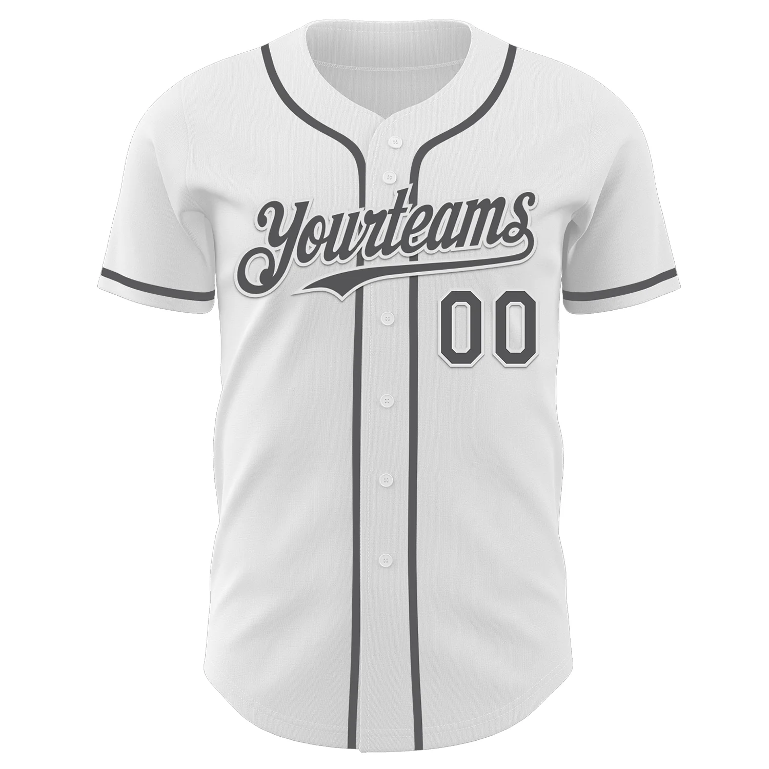 Custom White Steel Gray Authentic Baseball Jersey - Image 2