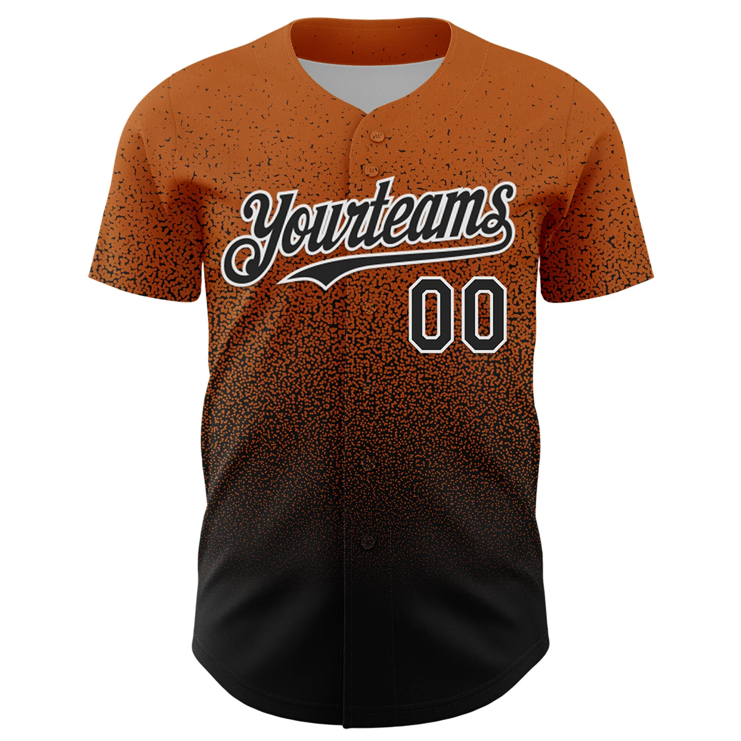 Custom Bay Orange Black-White Fade Fashion Speckle Authentic Baseball Jersey - Image 2
