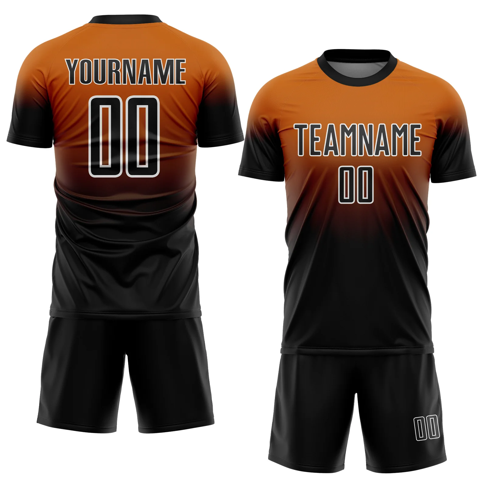 Custom Bay Orange Black-White Fade Fashion Sublimation Soccer Uniform Jersey - Image 2