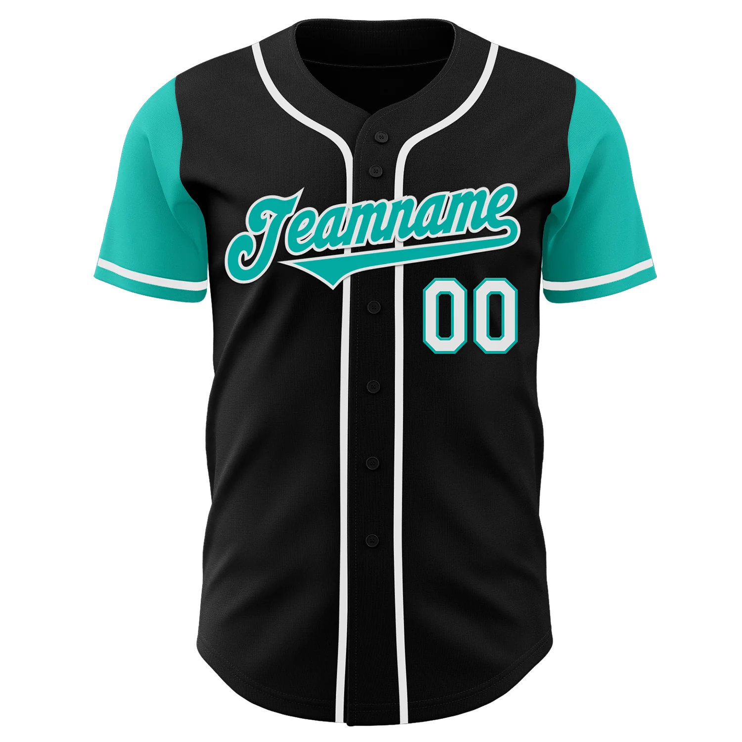 Custom Black Aqua-White Authentic Two Tone Baseball Jersey - Image 2