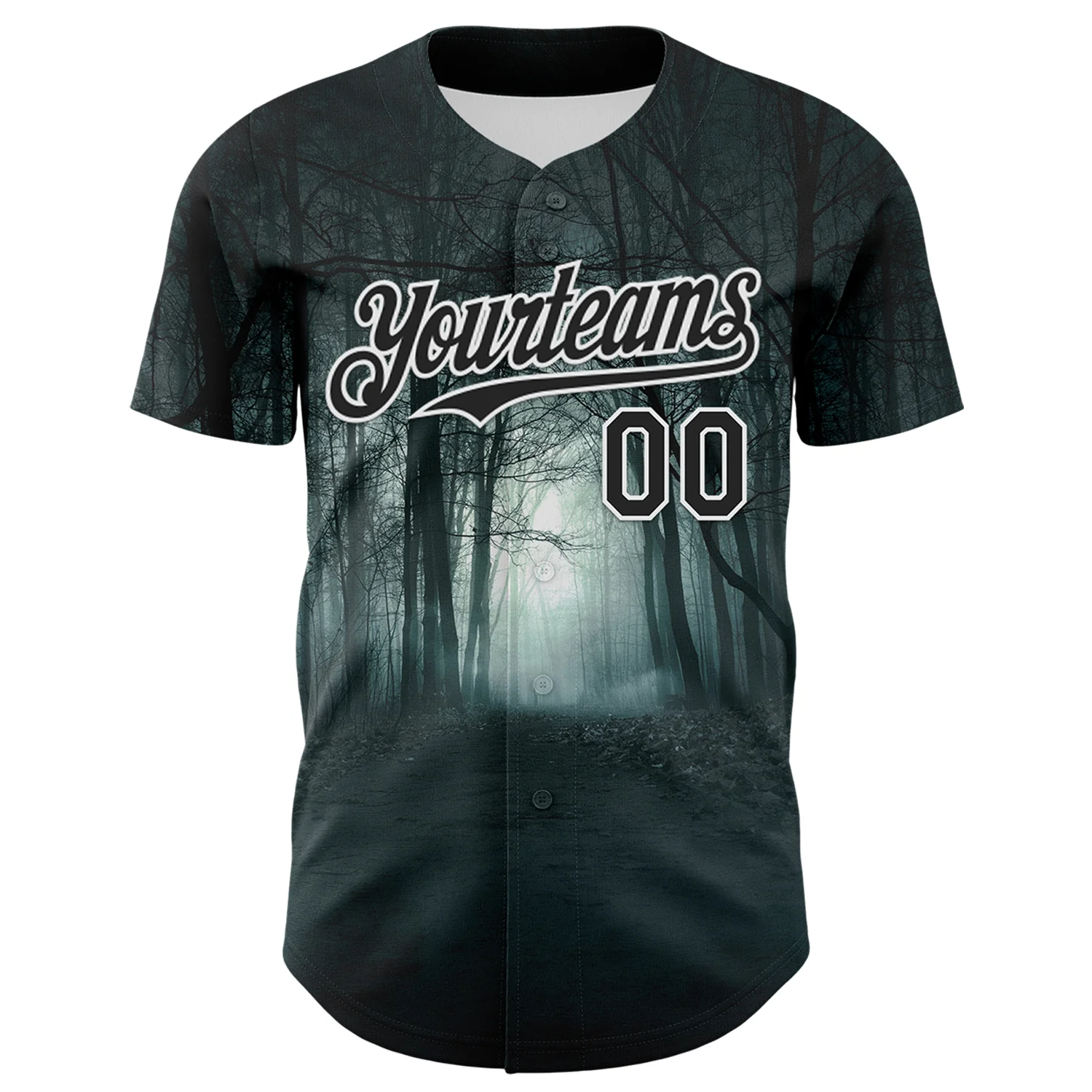 Custom Black White 3D Spooky Skull Authentic Baseball Jersey - Image 2