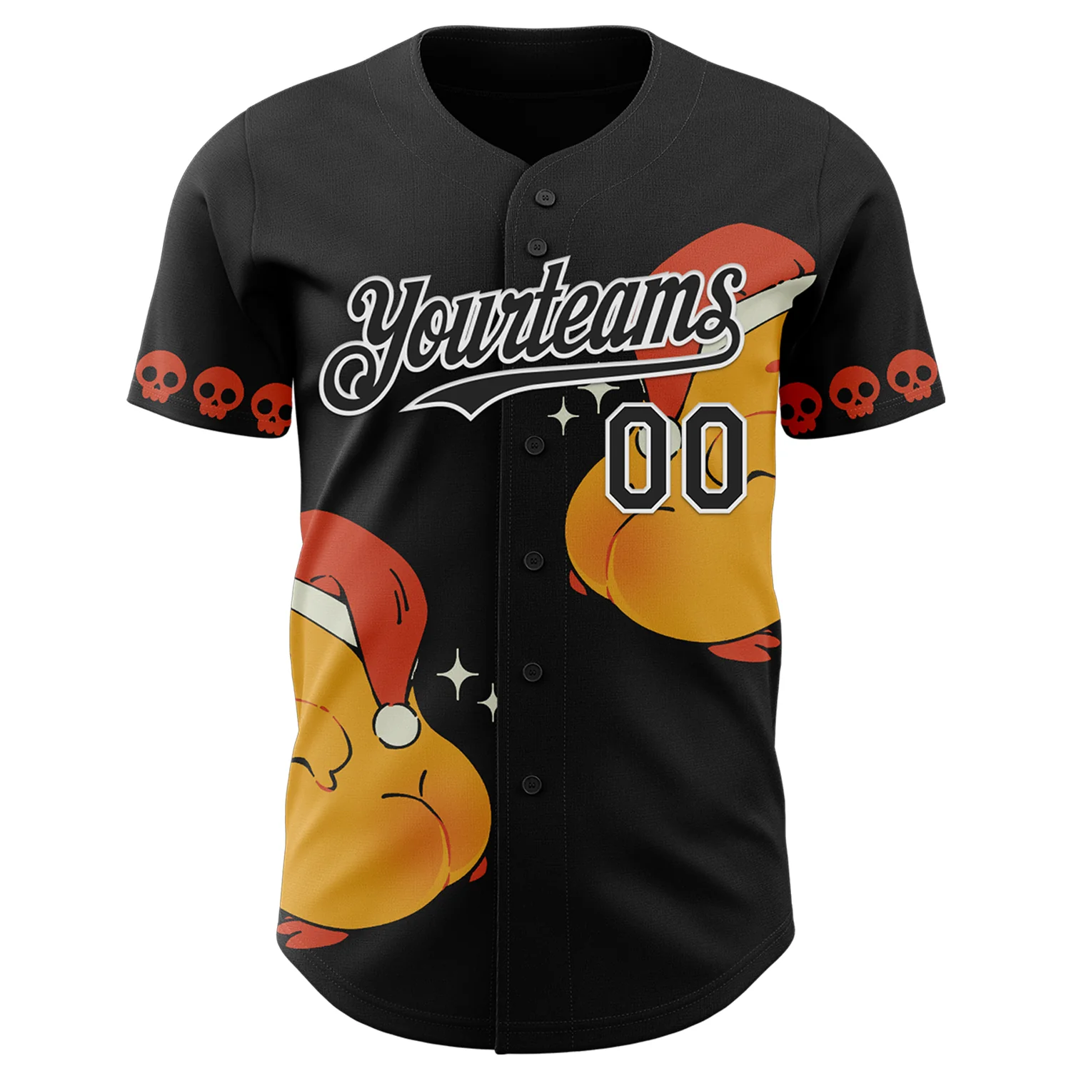 Custom Black Black-White 3D Tobe Fonseca Merry Kiss My_SS Funny Duck Authentic Baseball Jersey - Image 2