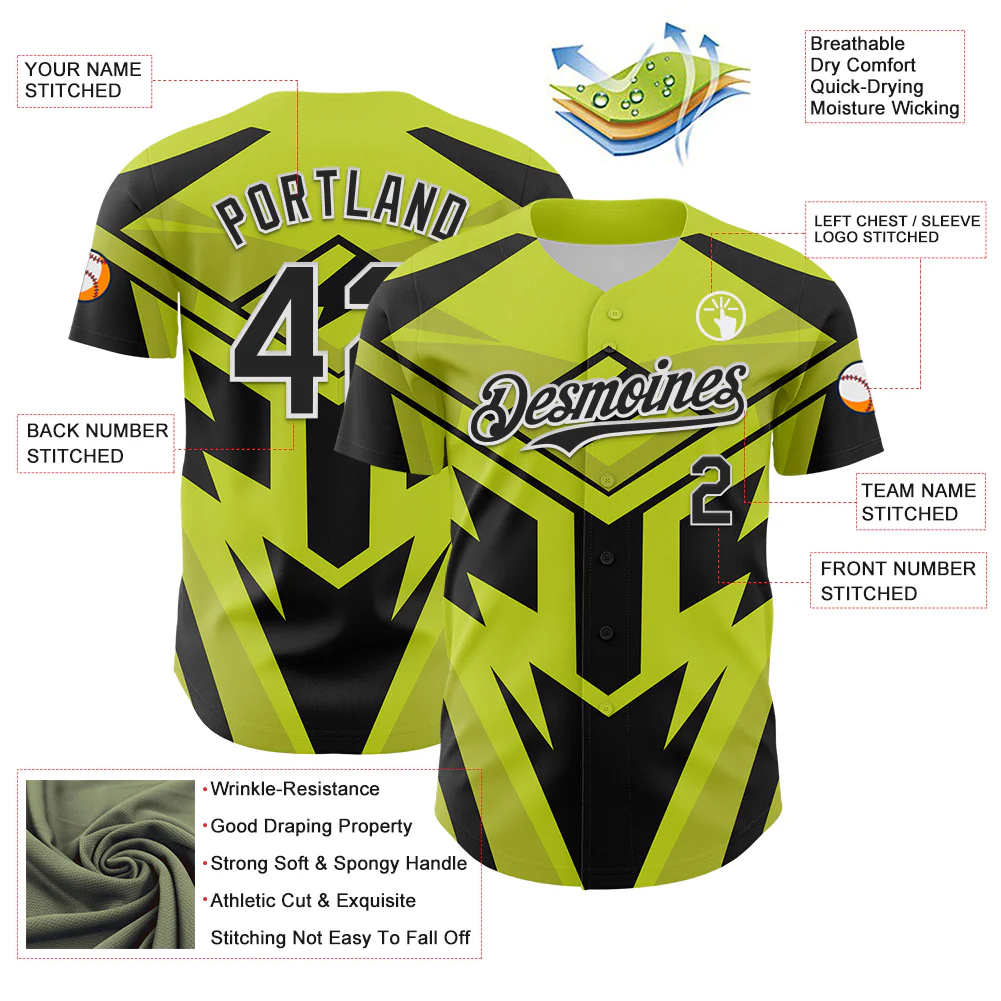 Custom Black White-Green Car Racing Formula Auto Motorsport Authentic Baseball Jersey - Image 3
