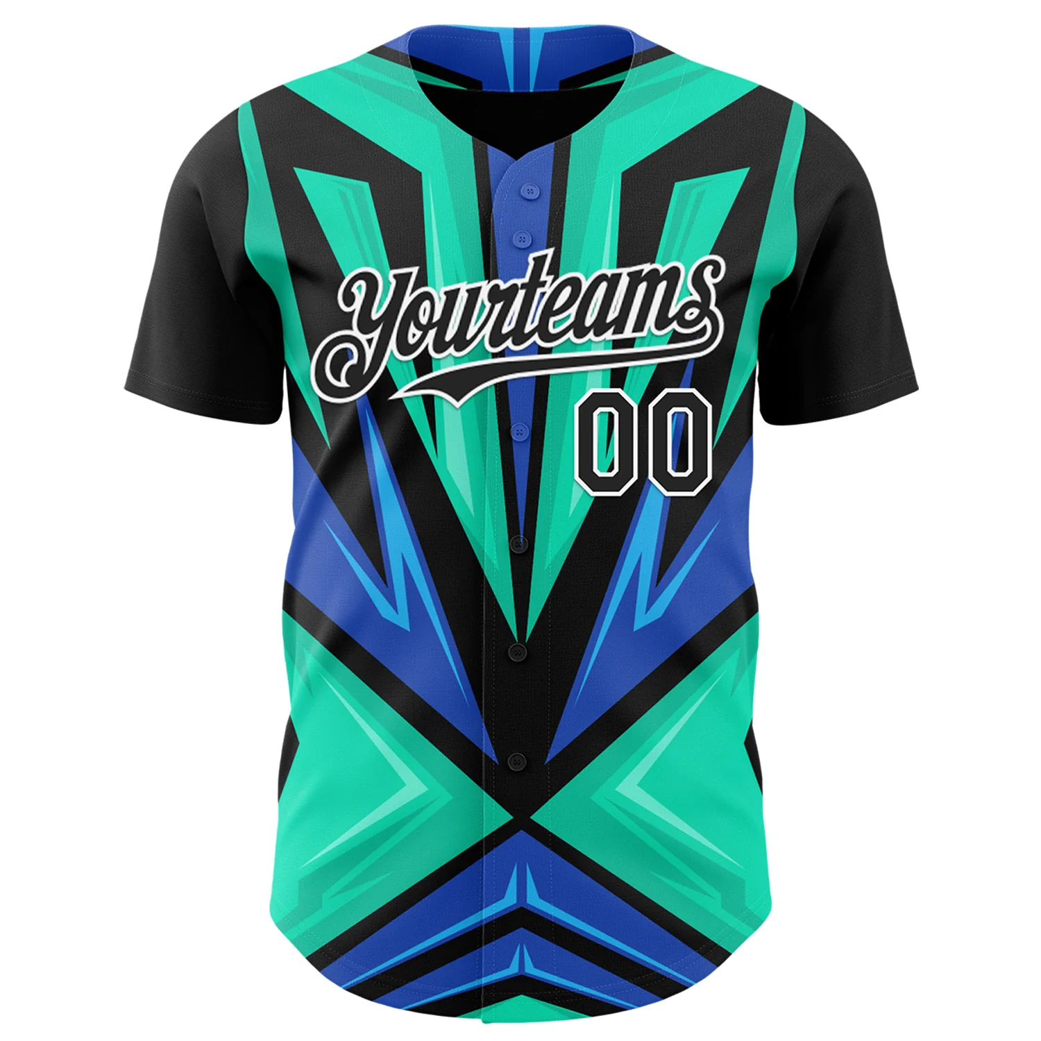 Custom Black White Aqua-Purple Car Racing Formula Auto Motorsport Authentic Baseball Jersey - Image 2