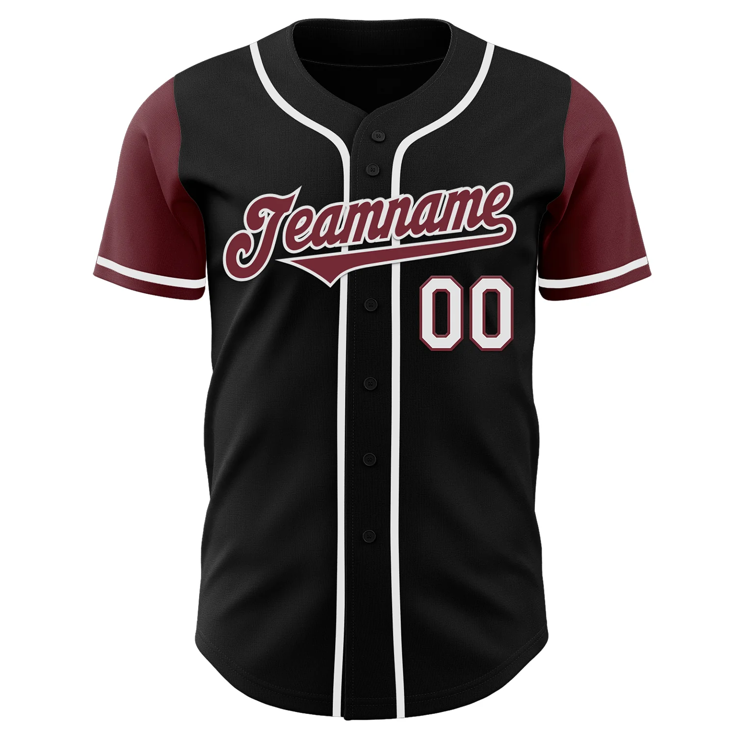 Custom Black Burgundy-White Authentic Two Tone Baseball Jersey - Image 2