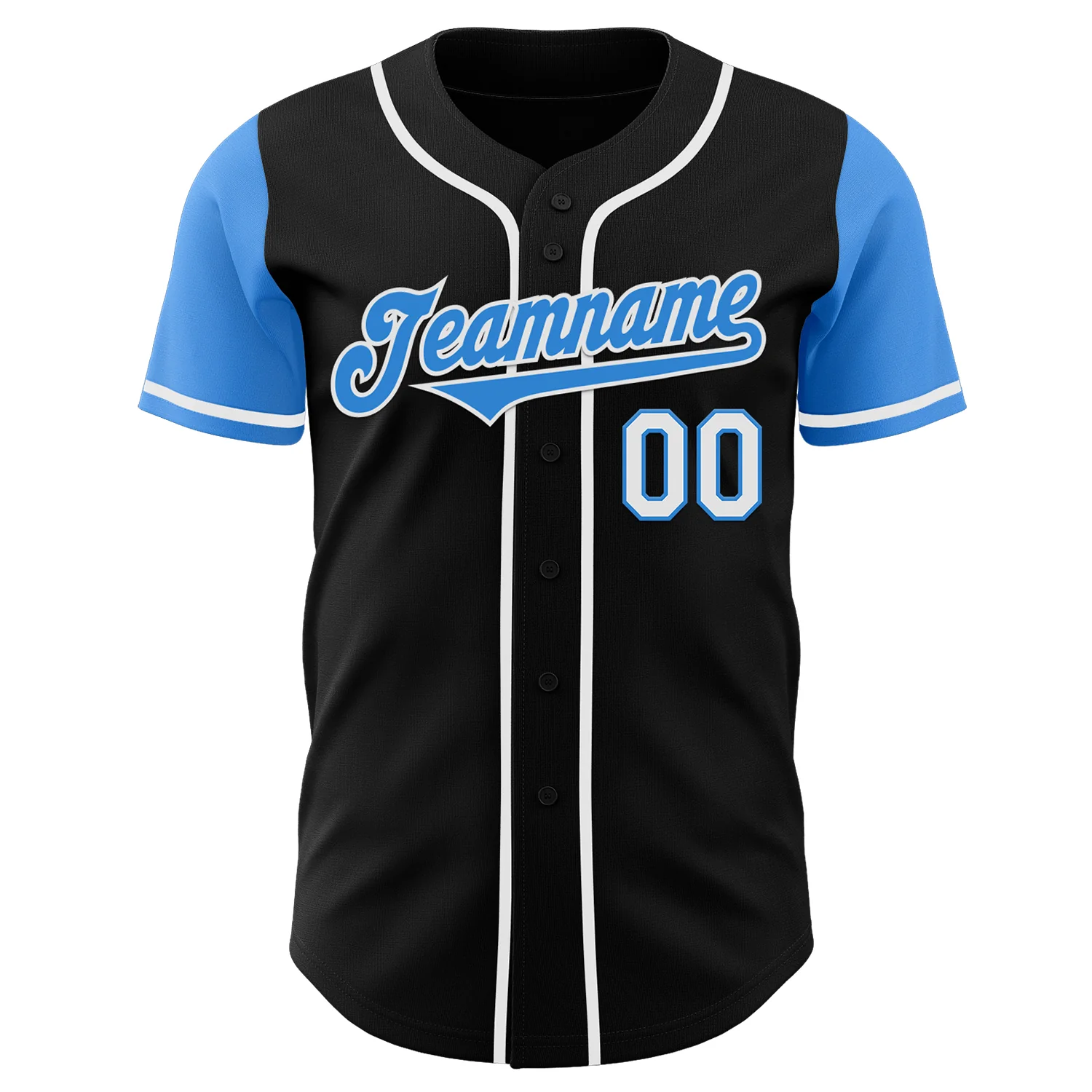 Custom Black Electric Blue-White Authentic Two Tone Baseball Jersey - Image 2