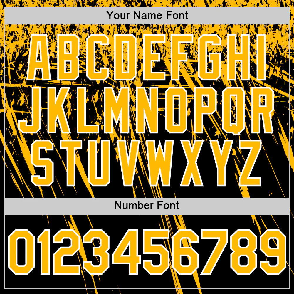 Custom Black Gold-White Distressed Scratch Brush Stroke Authentic Baseball Jersey - Image 5