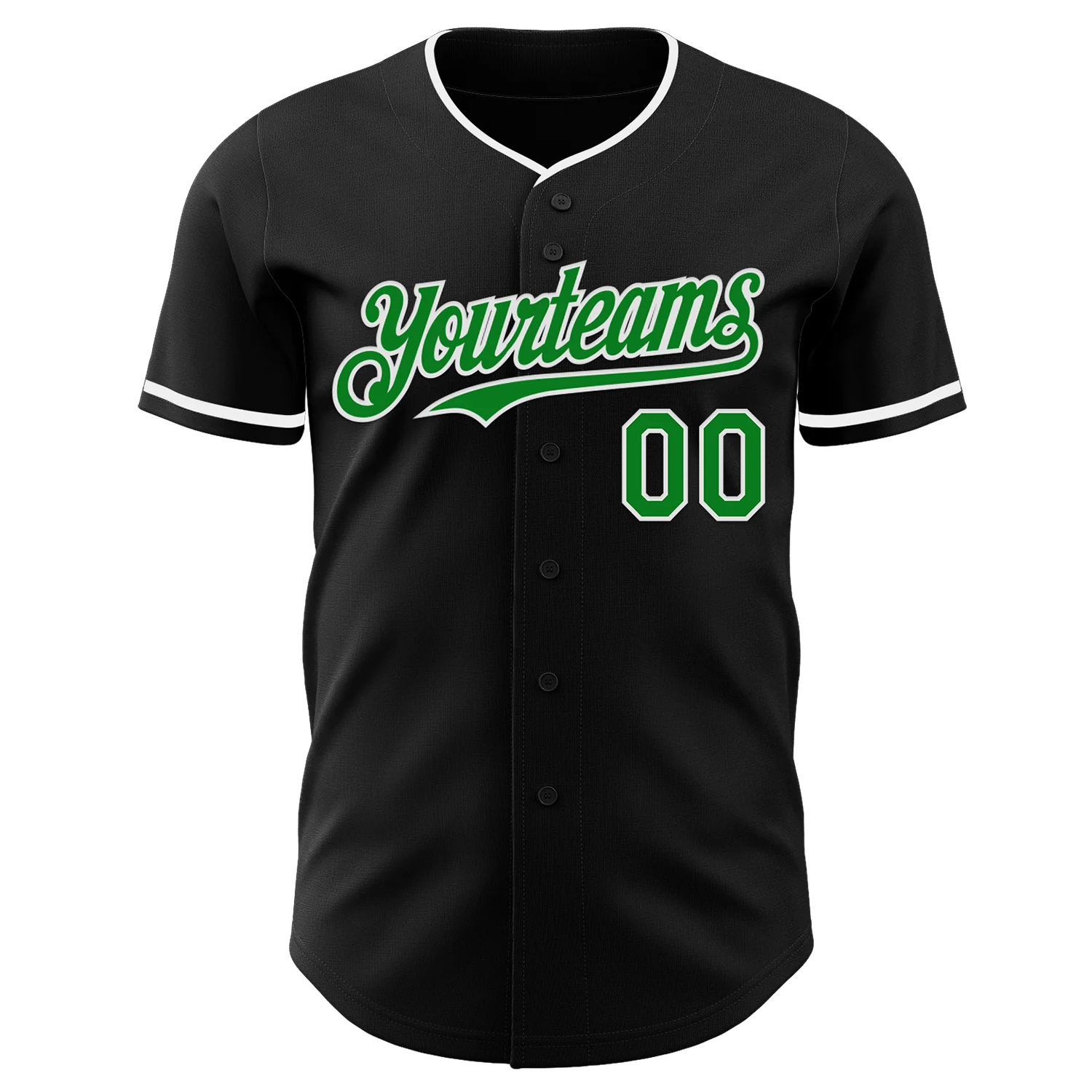 Custom Black Grass Green-White Authentic Baseball Jersey - Image 2