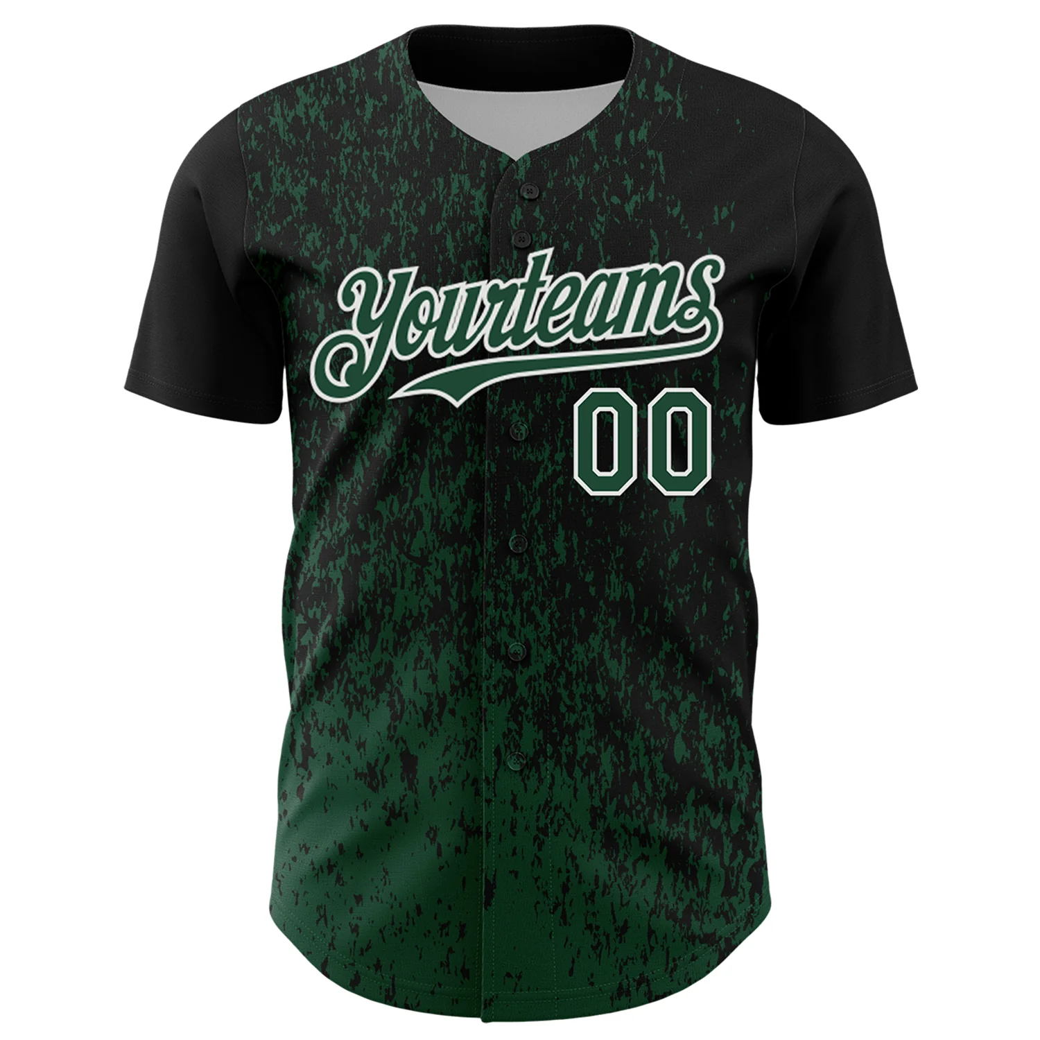 Custom Black Green-White Abstract Fragment Splatter Authentic Baseball Jersey - Image 2