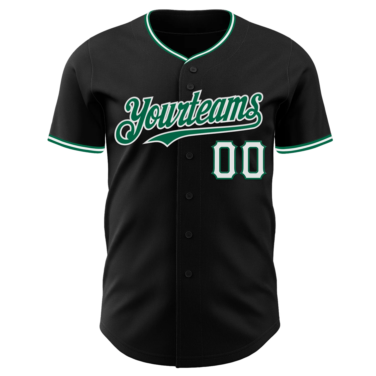 Custom Black Kelly Green-White Authentic Baseball Jersey - Image 2