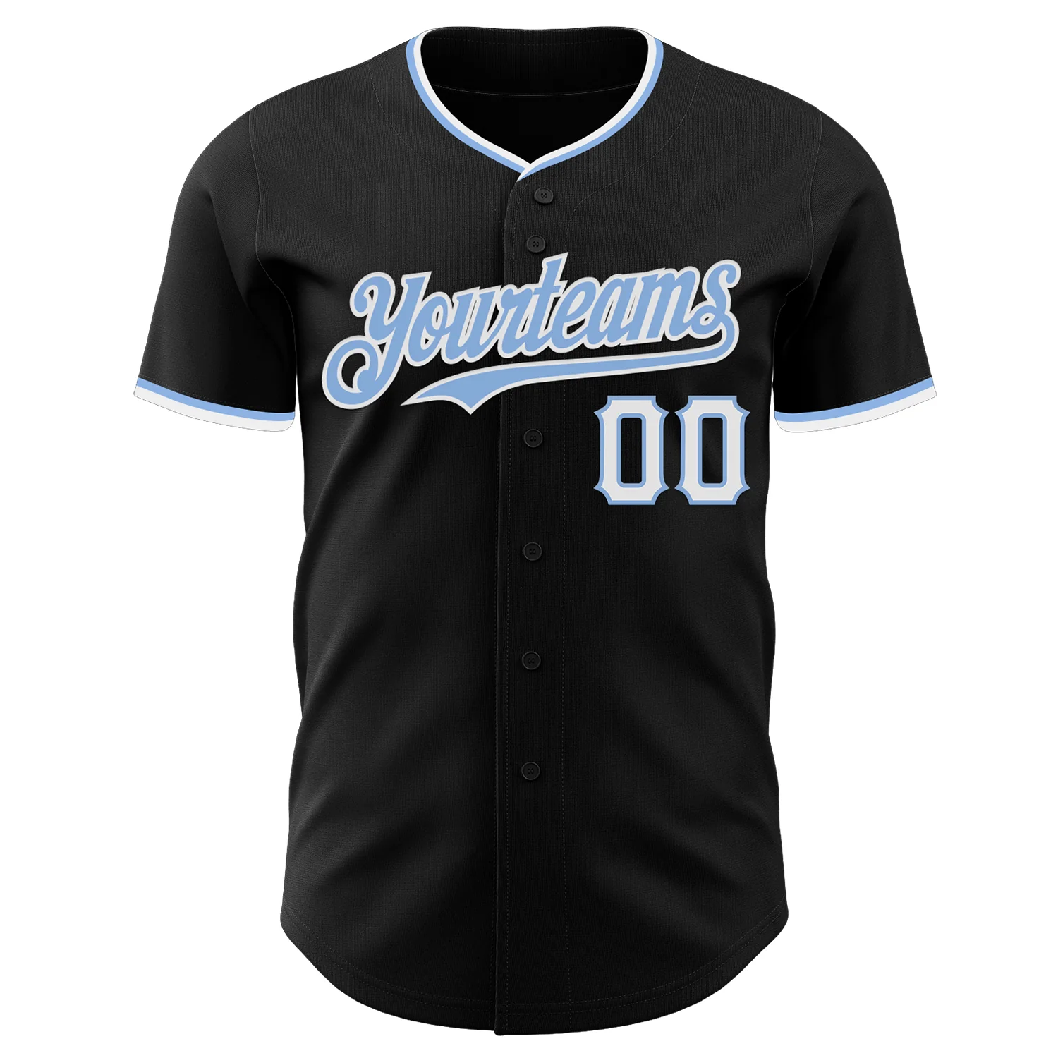 Custom Black Light Blue-White Authentic Baseball Jersey - Image 2