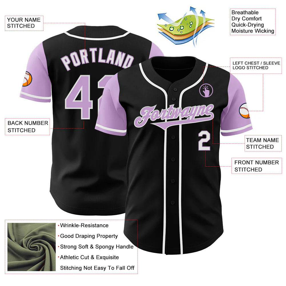 Custom Black Light Purple-White Authentic Two Tone Baseball Jersey - Image 3