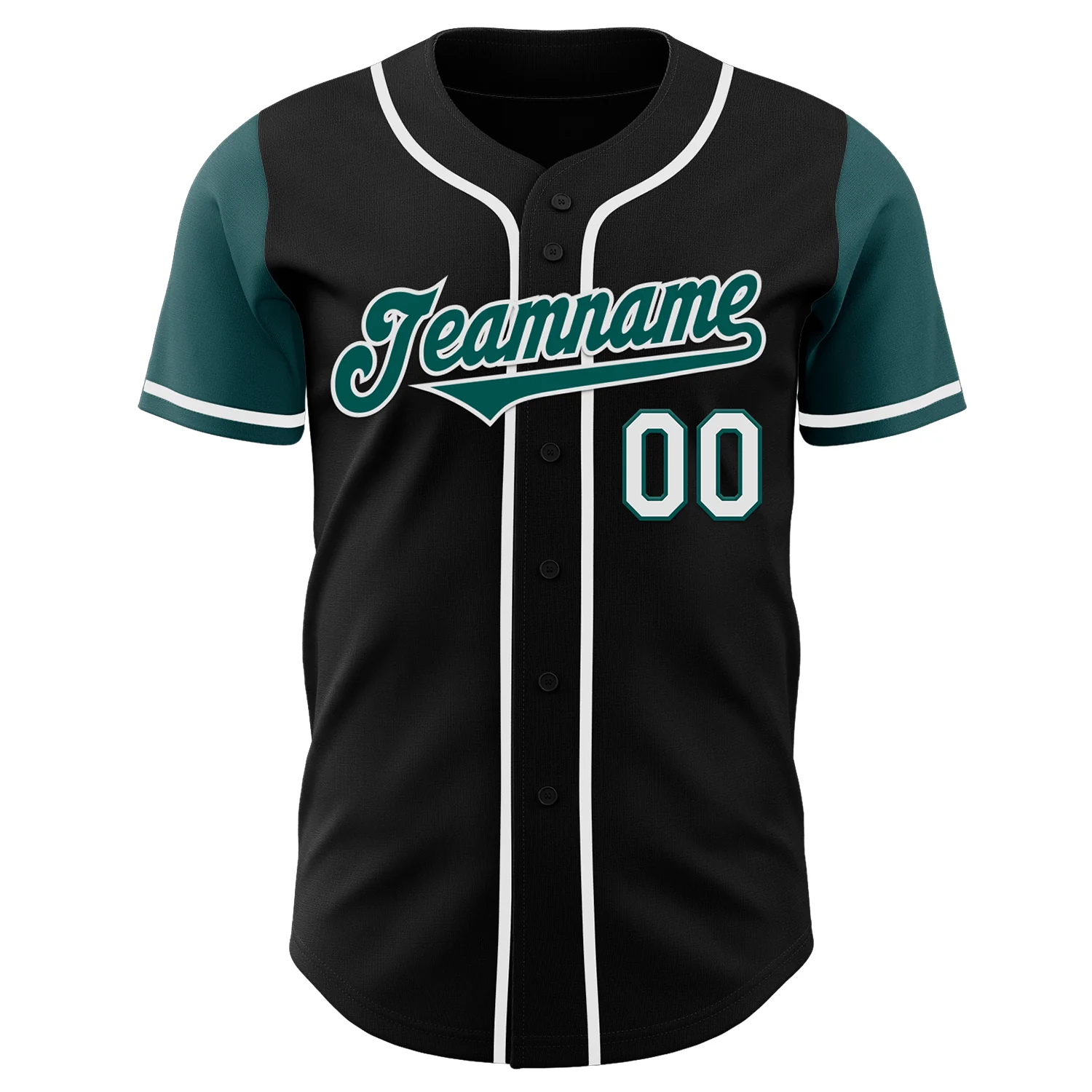 Custom Black Midnight Green-White Authentic Two Tone Baseball Jersey - Image 2