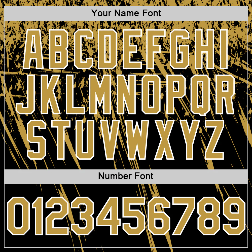 Custom Black Old Gold-White Distressed Scratch Brush Stroke Authentic Baseball Jersey - Image 5