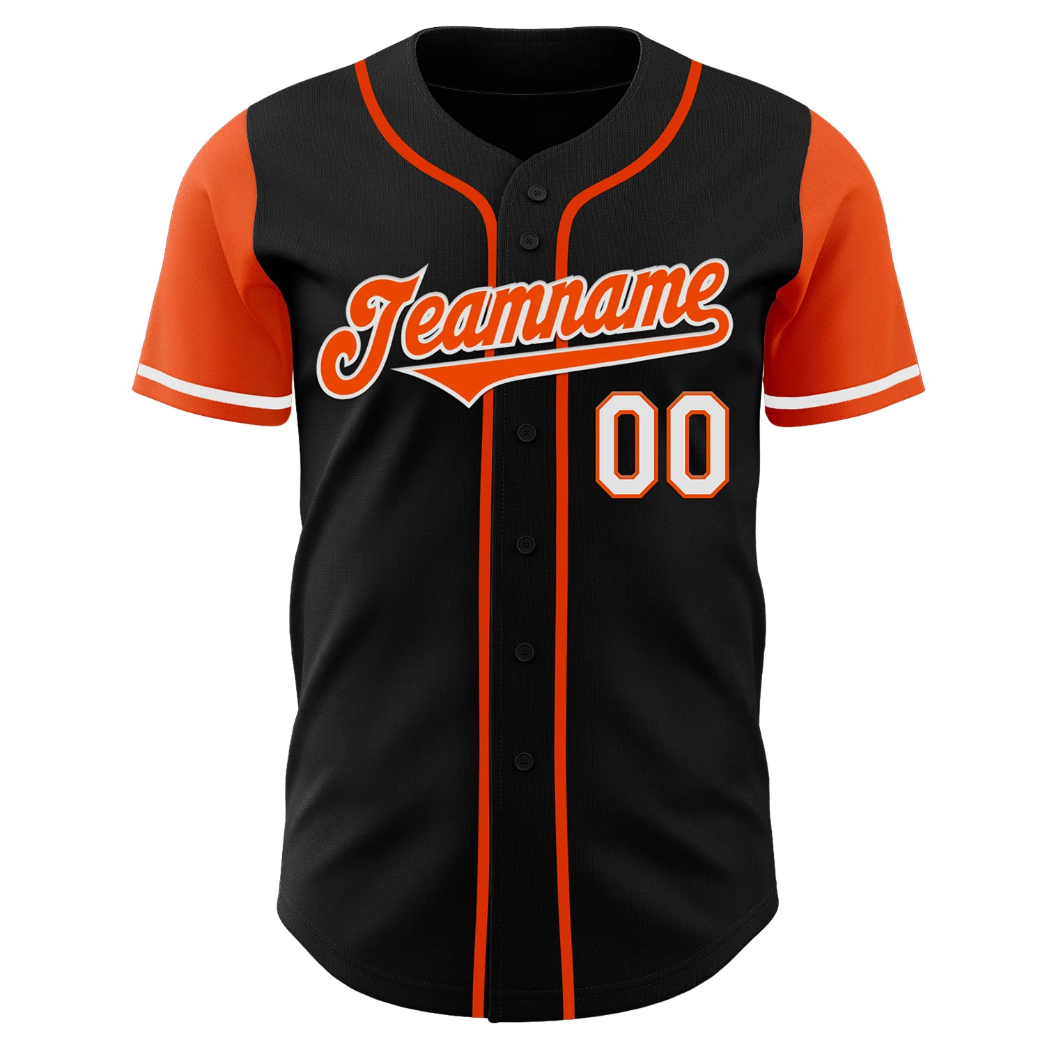 Custom Black Orange-White Authentic Two Tone Baseball Jersey - Image 2